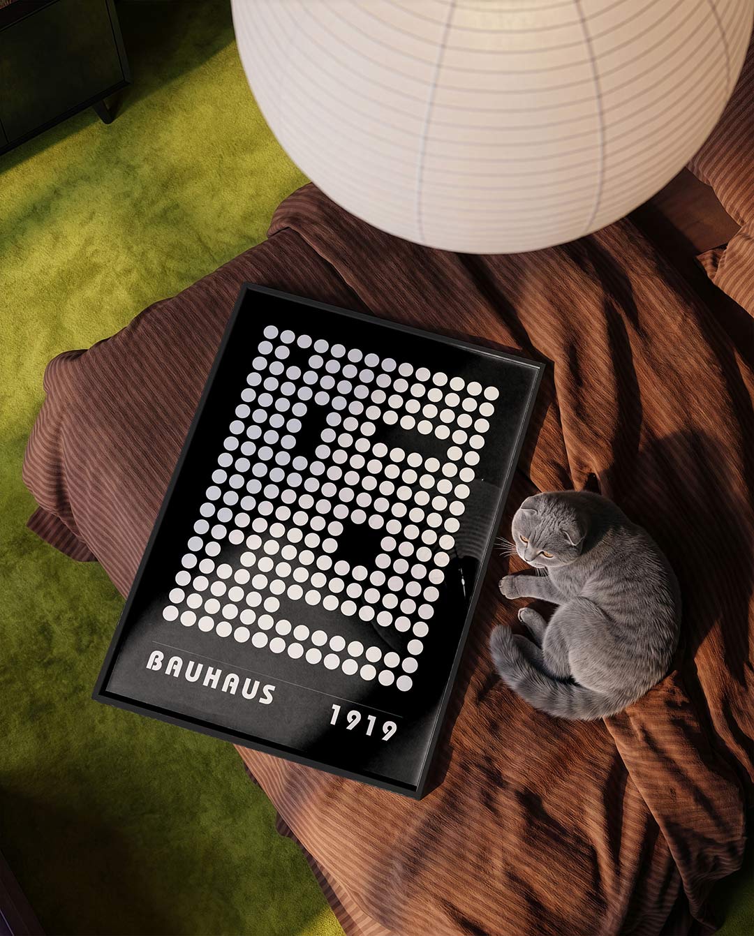 Cirkelpatroon en tekst – moderne Bauhaus wandkunst als poster