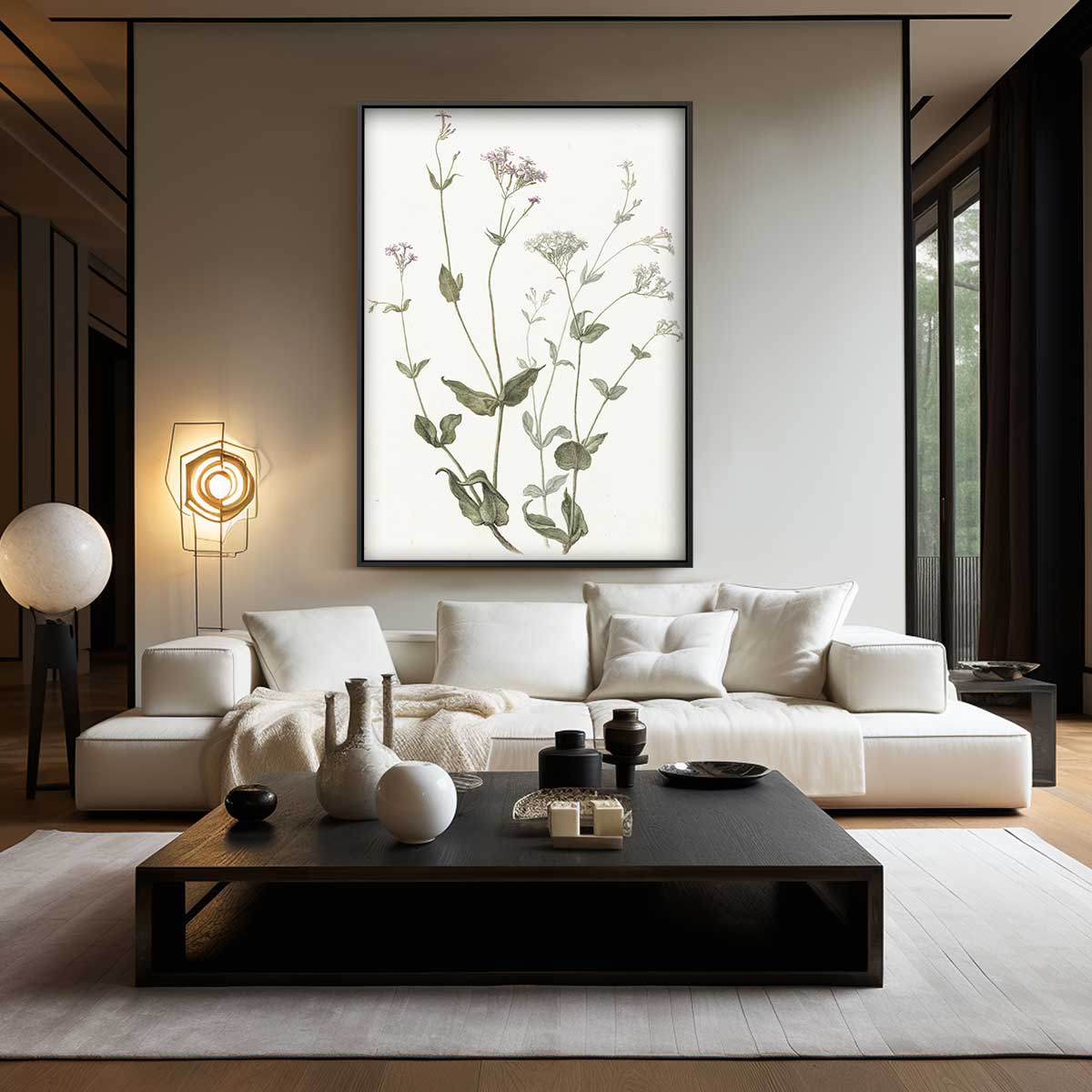 Botanische Bloemenillustratie – staand kunstwerk voor modern interieur