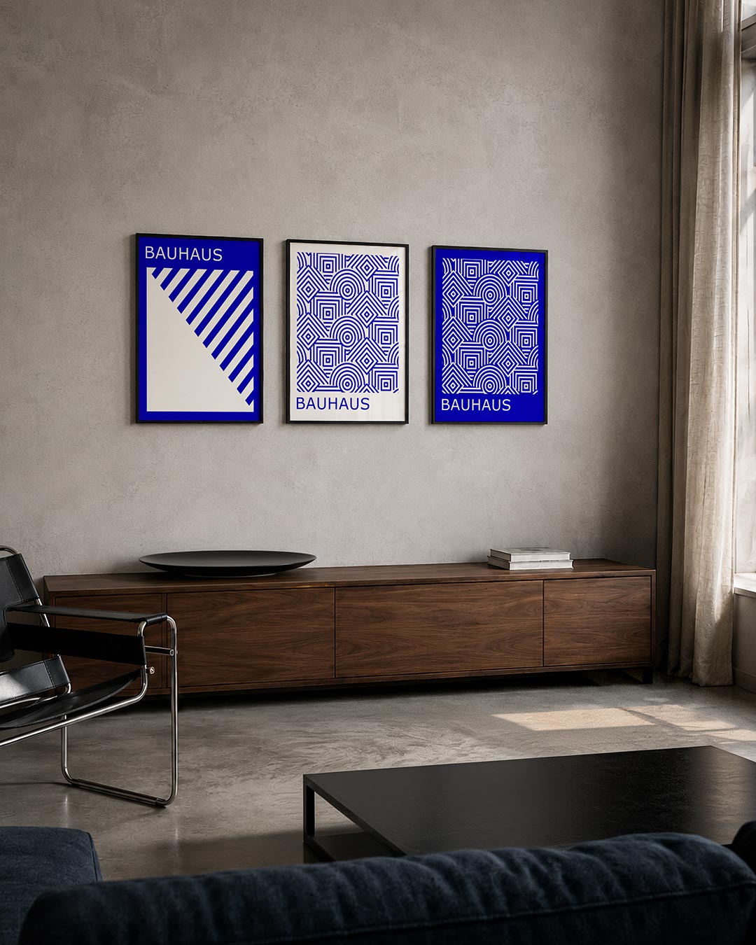 Lijnen en vlakken posterset – tweede productweergave – deze posterset in drie delen toont een dynamisch lijnenspel met