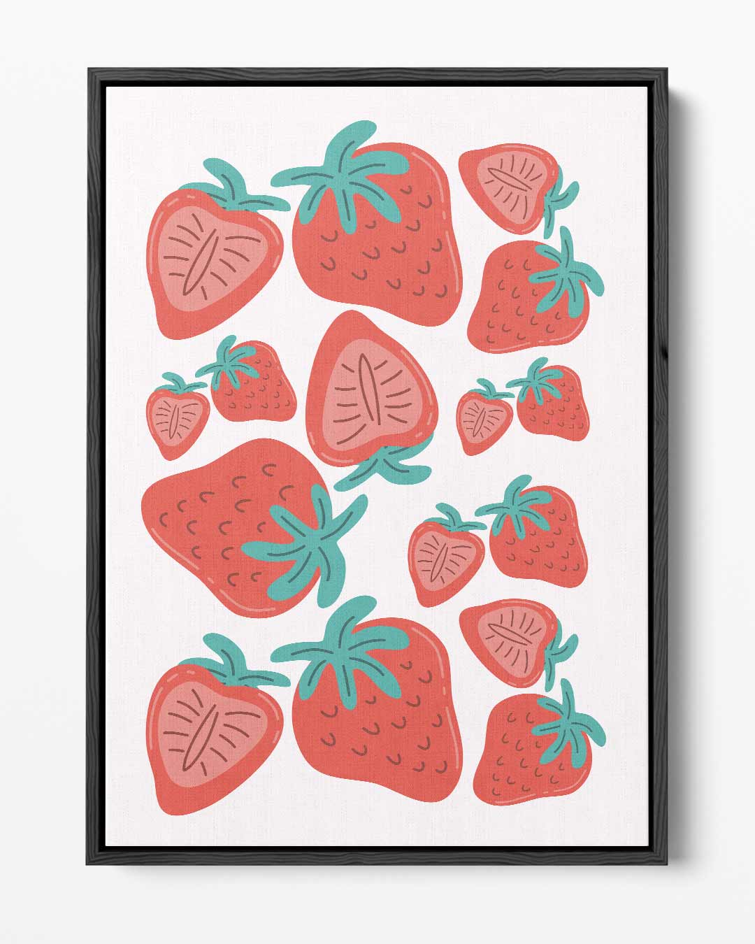 Vrolijke Aardbeien – portret kunstwerk als wanddecoratie