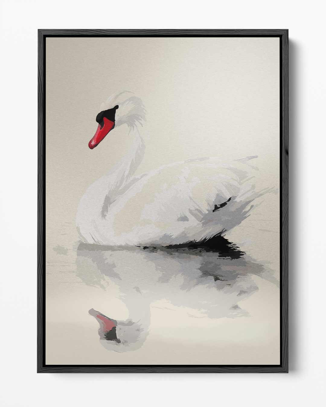 Elegante Zwaan Reflectie – portret kunstwerk als wanddecoratie