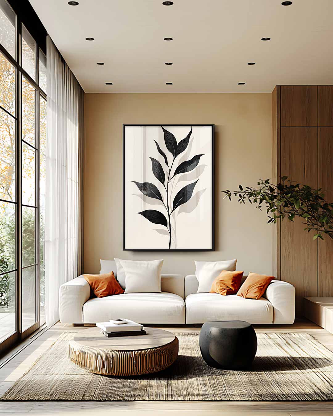 Natuurlijke Elegantie Wanddecoratie – staande wandkunst voor woonkamer of interieur