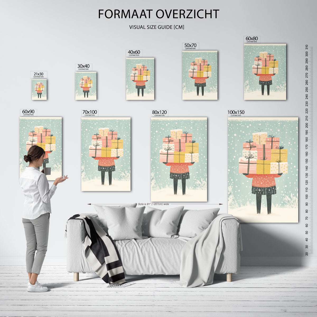 Stapeling van cadeaus – staande muurposter voor de kinderkamer