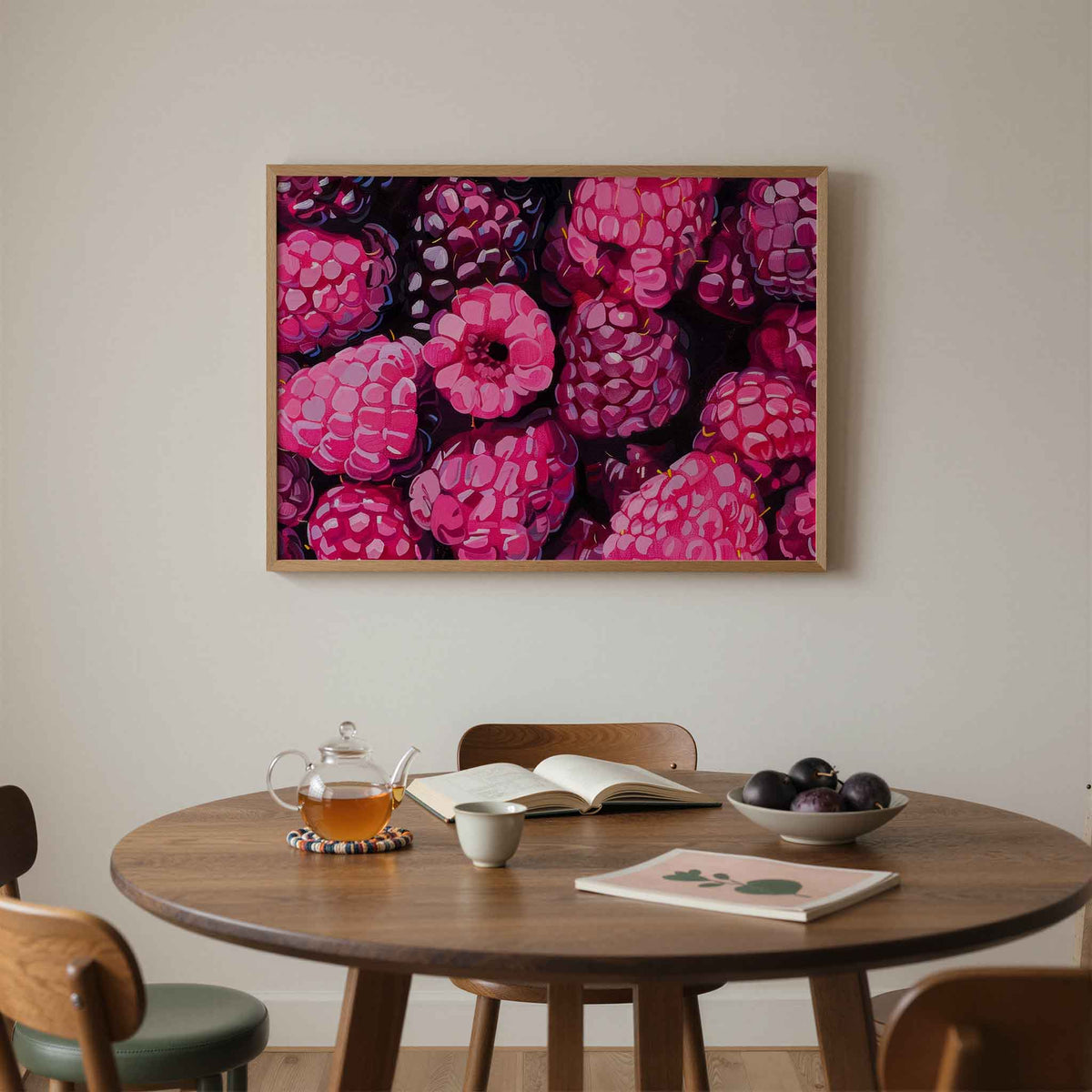 Frambozen patroon – liggende moderne wanddecoratie van WallArtistic