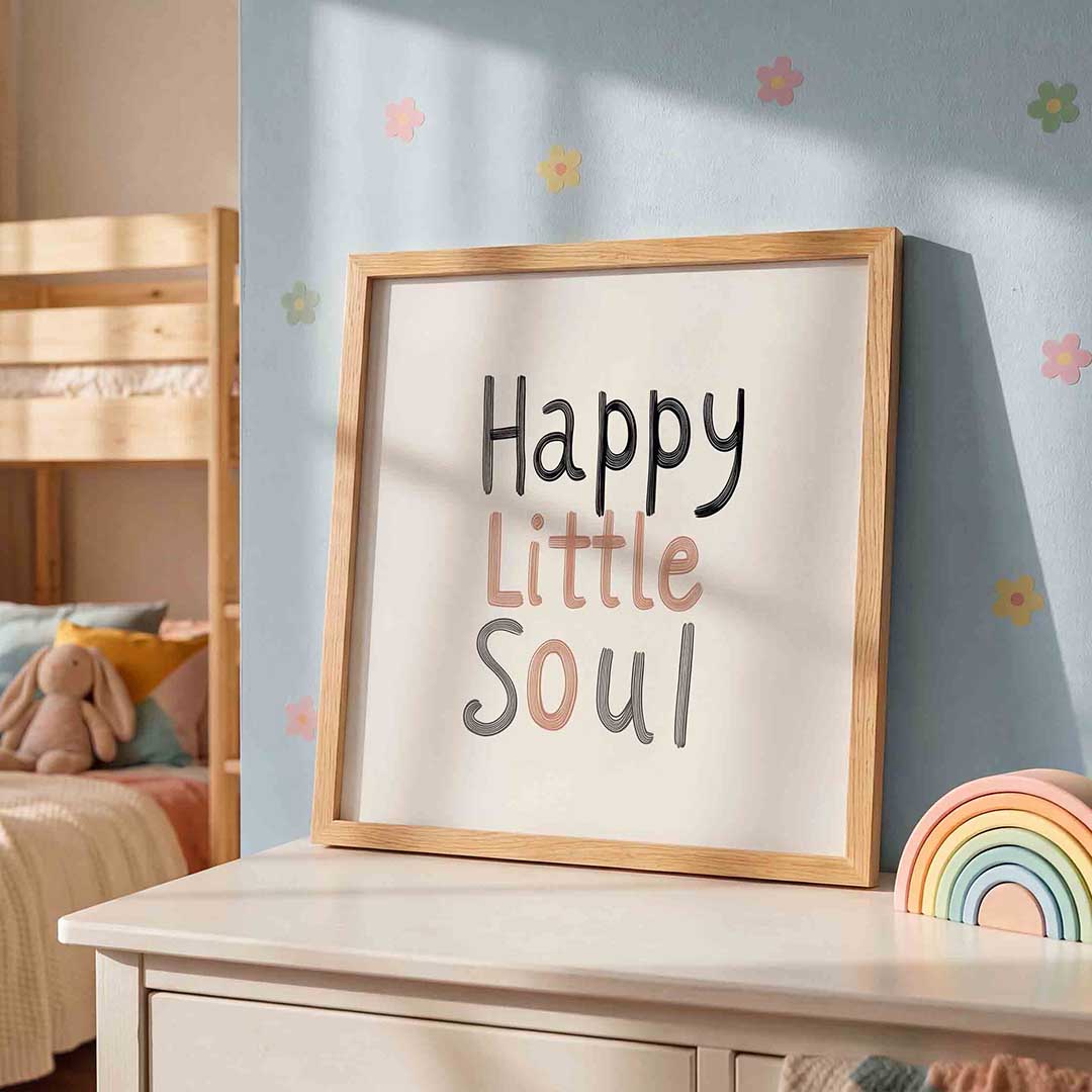 Happy little soul – speelse wandkunst als vierkante kinderposter
