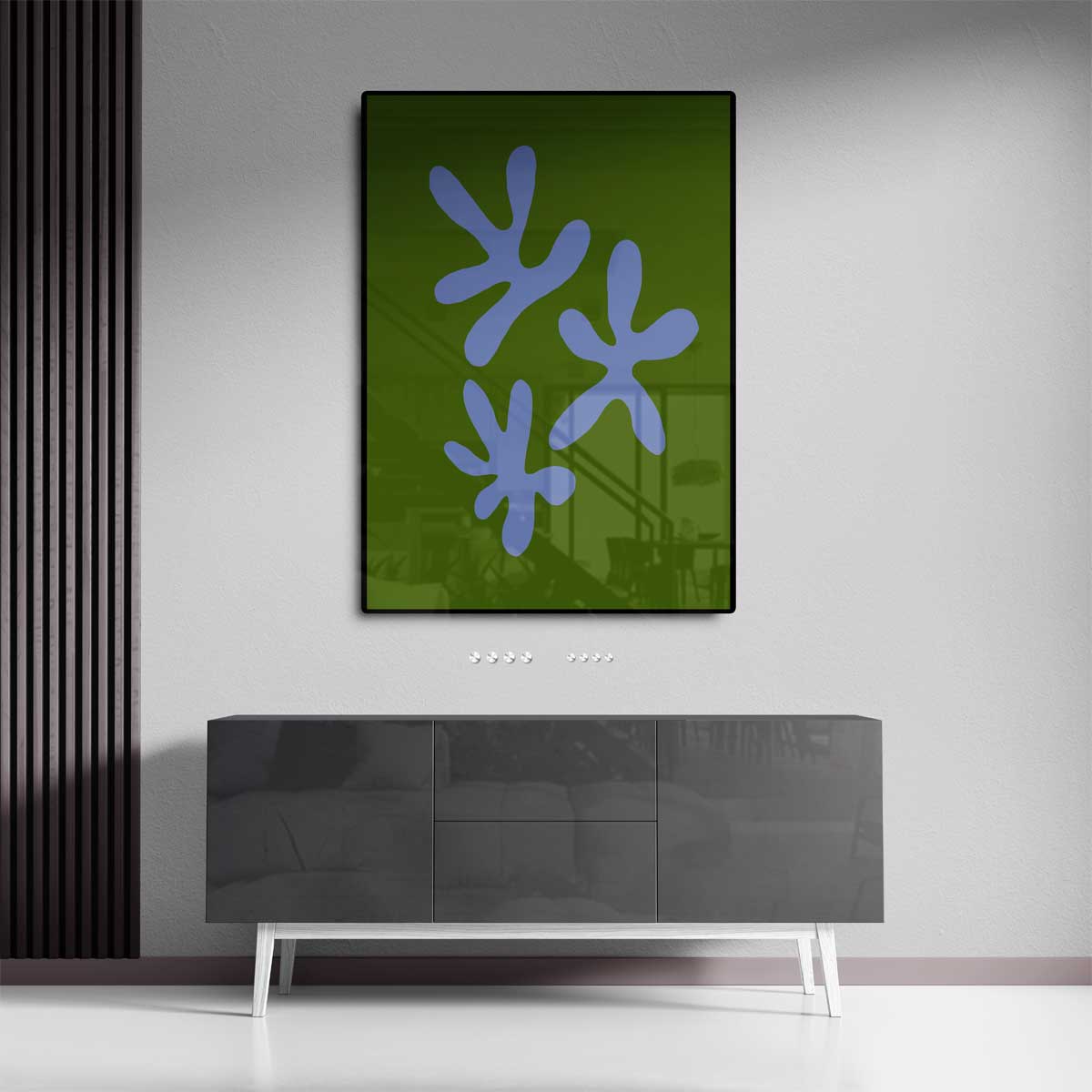 Vrolijke Vormen Op Groen – canvas wanddecoratie in portret formaat