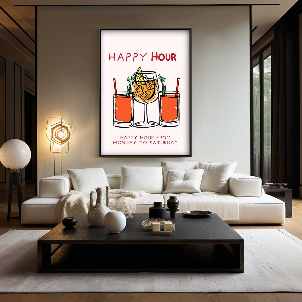 Happy Hour Illustratie – plexiglas wanddecoratie in portret formaat