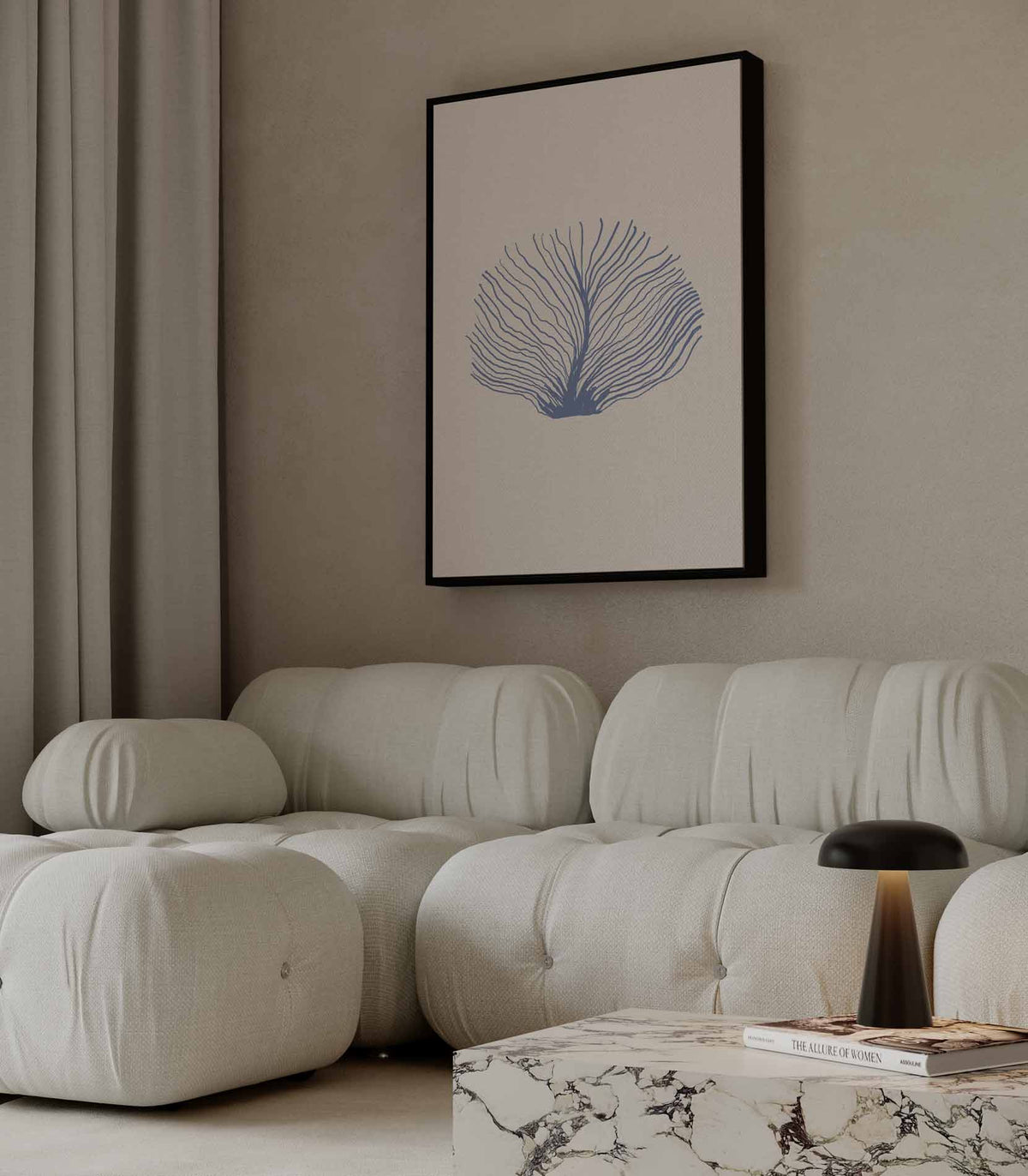 Abstracte Zeewaaiers Blauw – staande wandkunst voor woonkamer of interieur