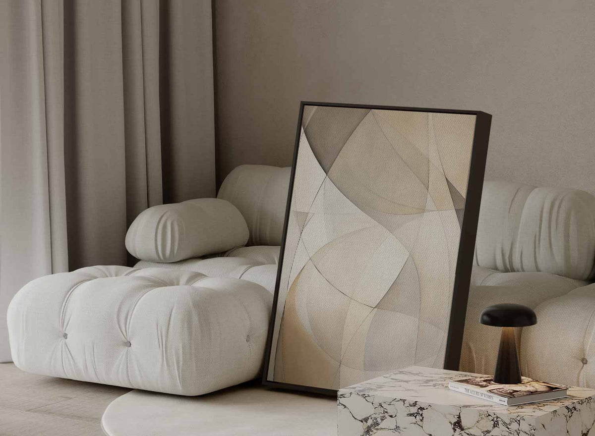 Zachte Abstracte Lijnen – staande wandkunst voor woonkamer of interieur