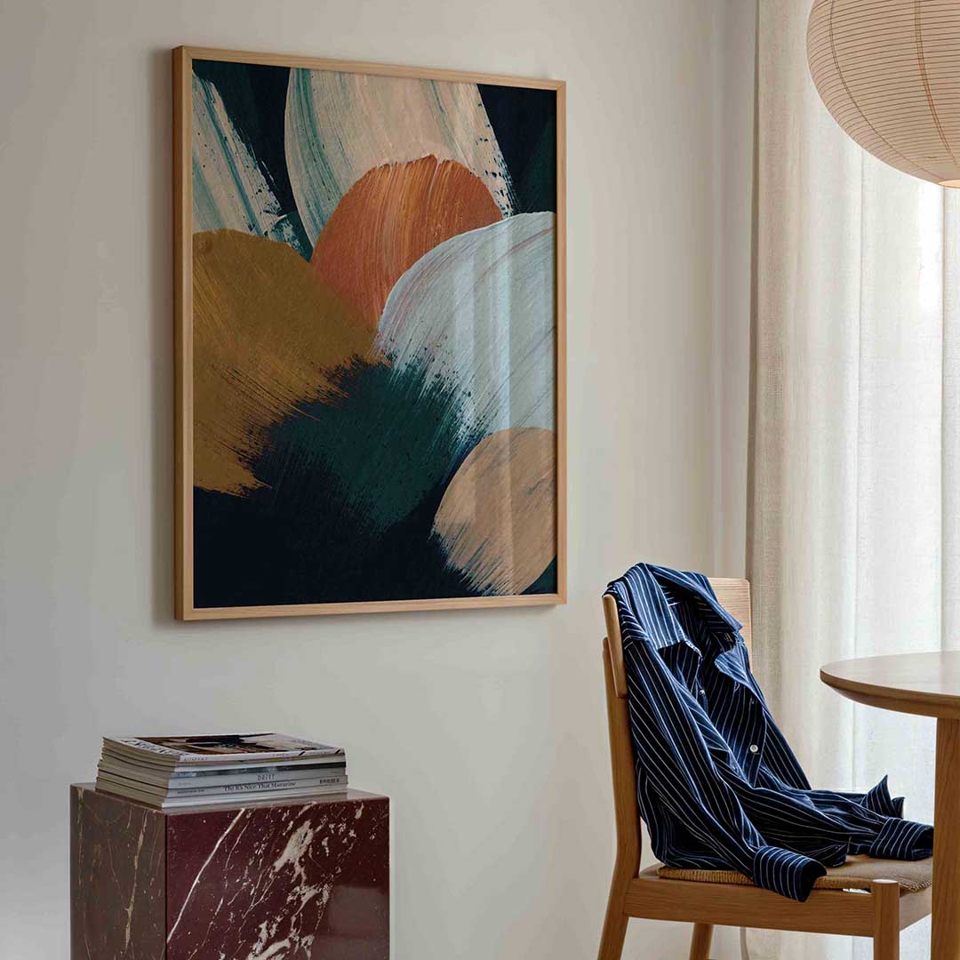 Abstracte penseelstreken – artistieke poster in staand formaat