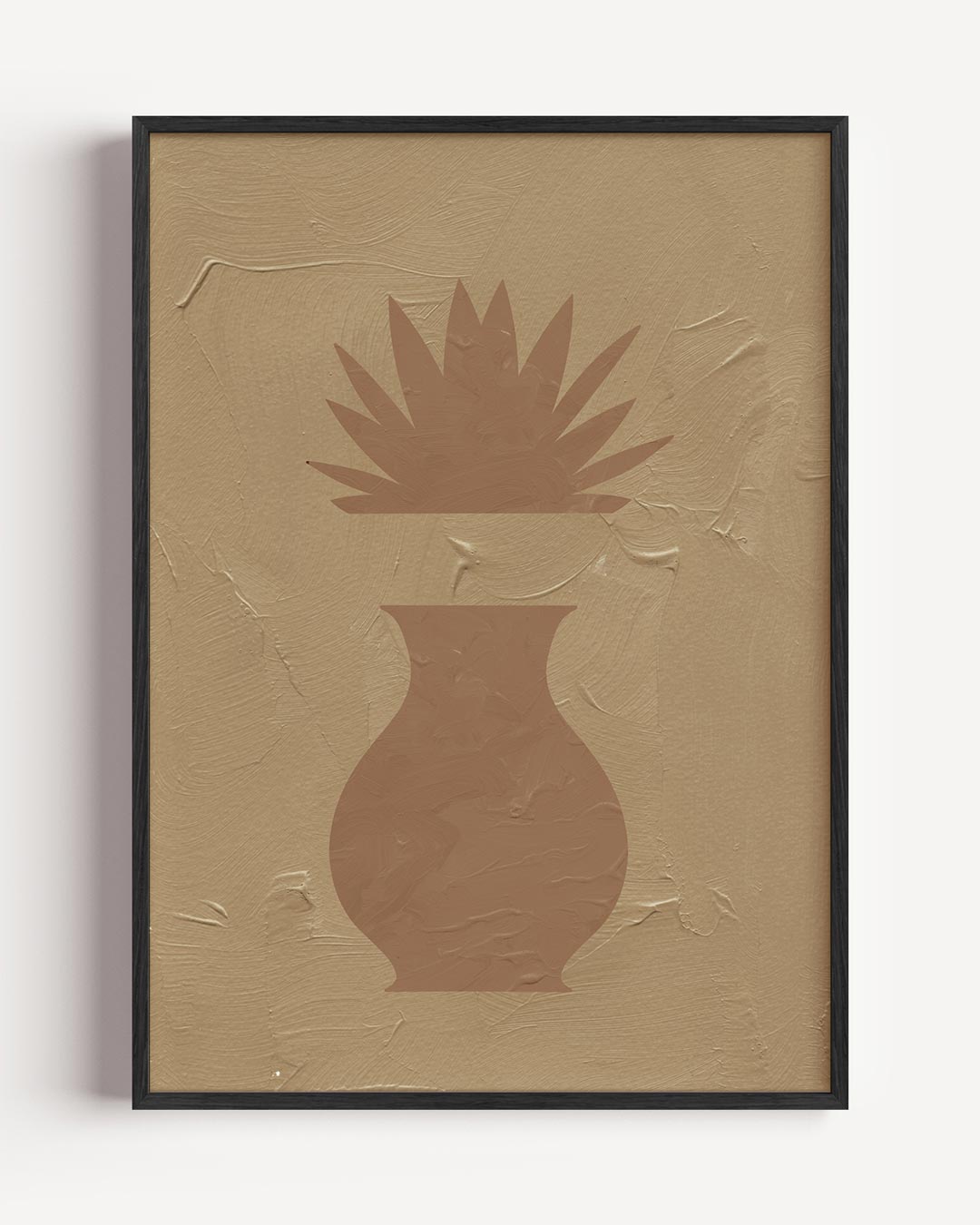 Elegante Vaas op Zandkleurige Achtergrond – abstracte portret poster als wanddecoratie