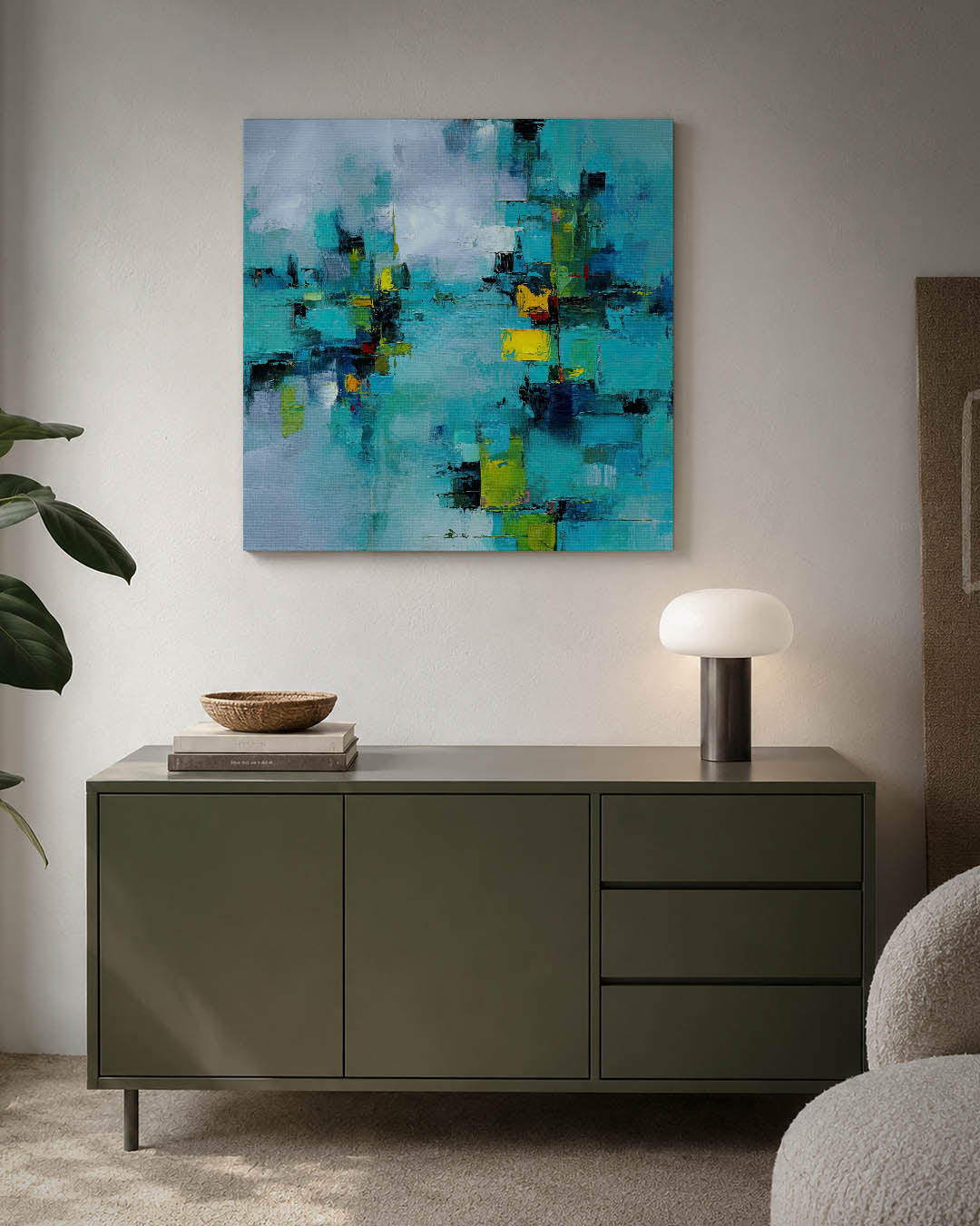 Kleurrijke geometrie kunstwerk – detailweergave – dit werk toont een dynamische compositie van rechthoekige vormen in