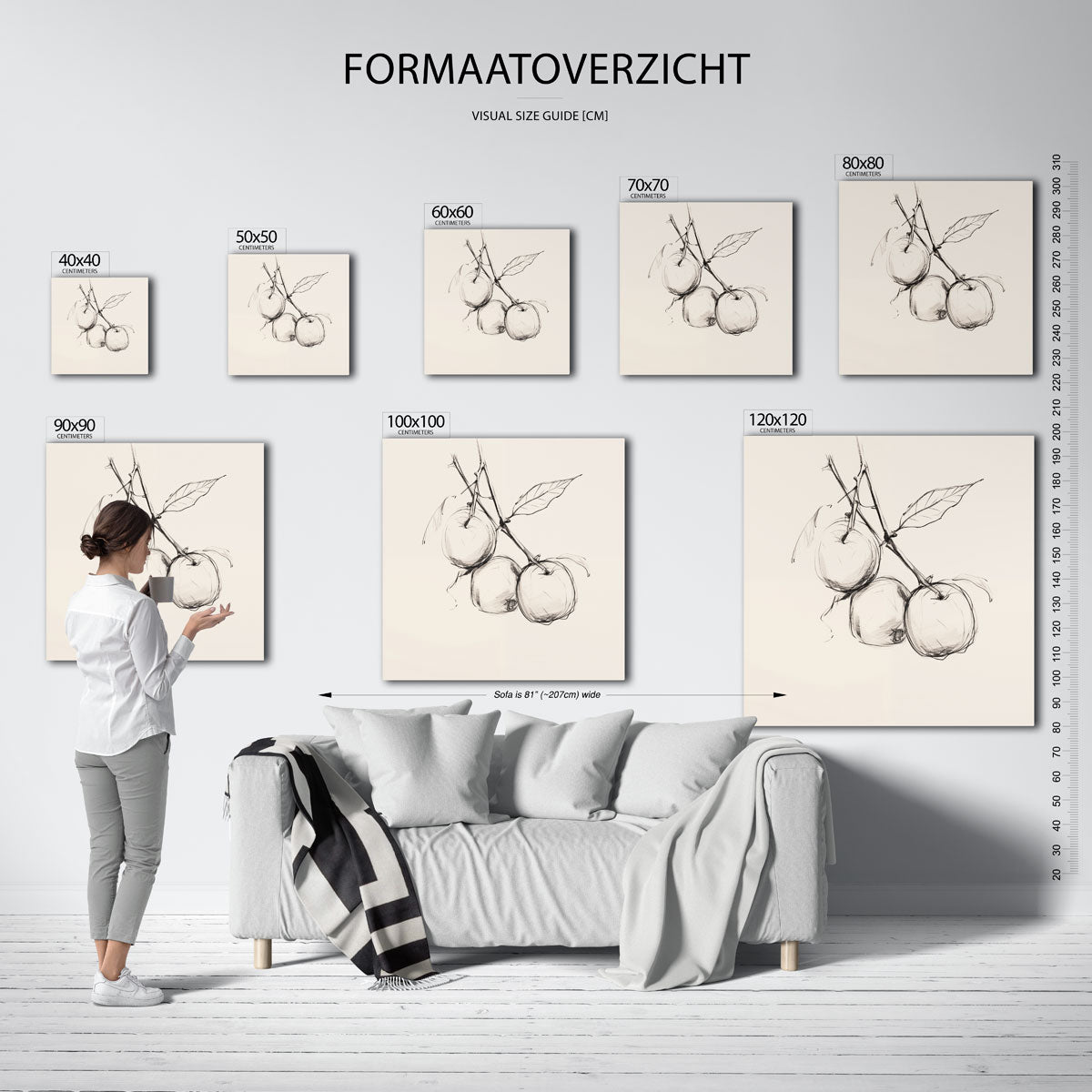 Appel schets – vierkante muurposter met kleurrijke vormen