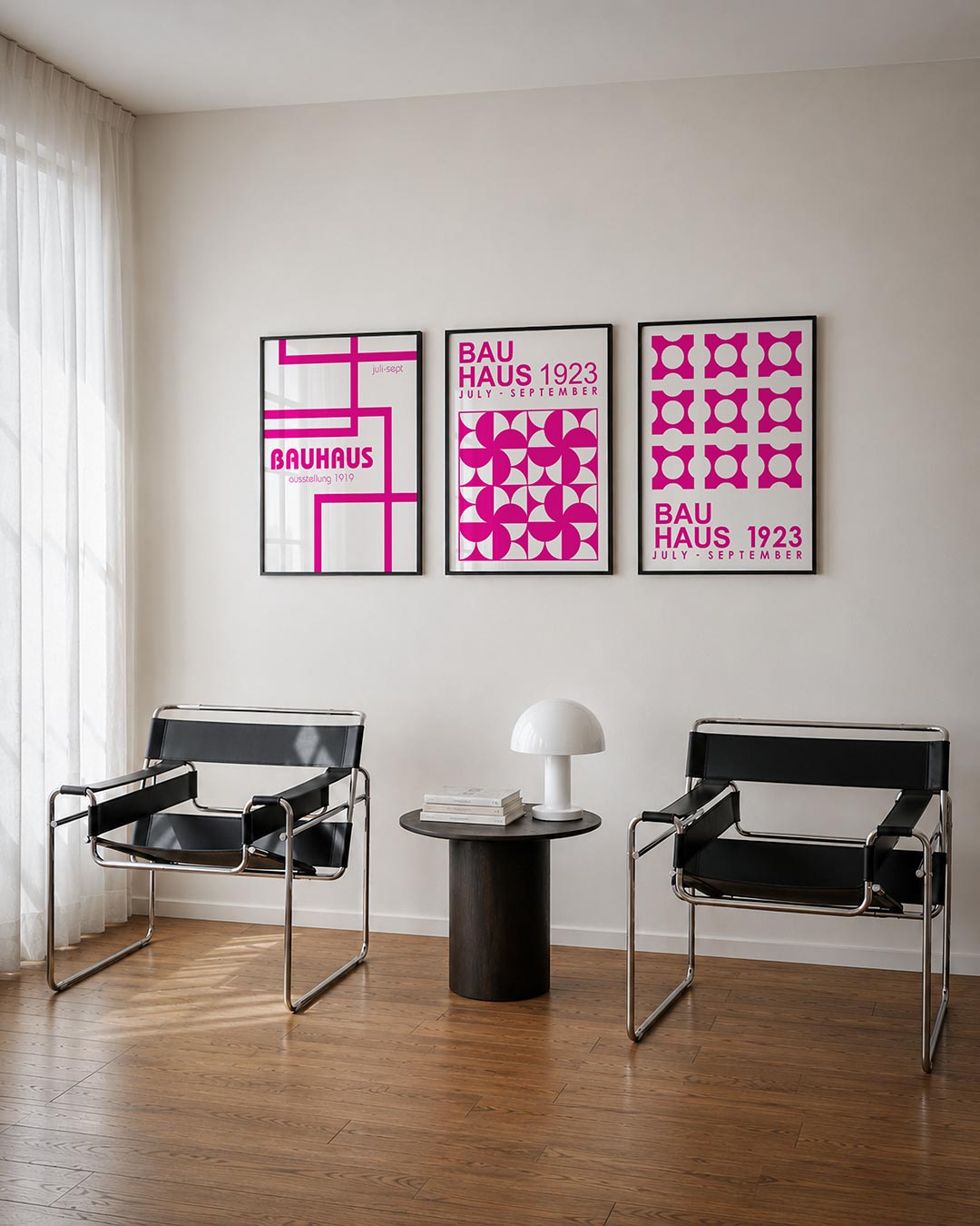 Lijnen en kleurvlakken posterset – tweede productweergave – deze posterset in drie delen toont een speels lijnenspel in