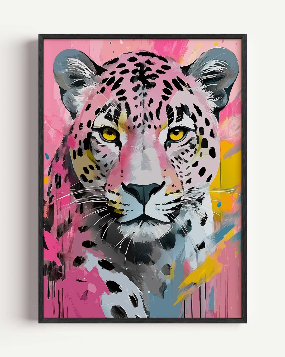 Kleurrijke Luipaard Kunstposter – dieren portret poster als wanddecoratie
