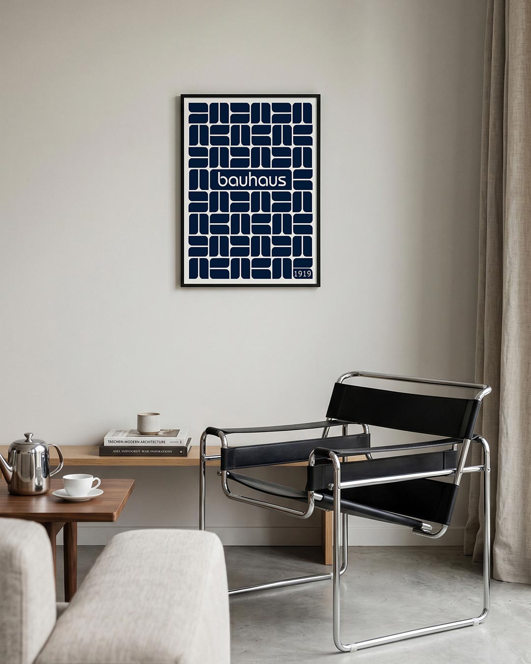 Vormritme en herhaling – geometrische Bauhaus poster in staand formaat