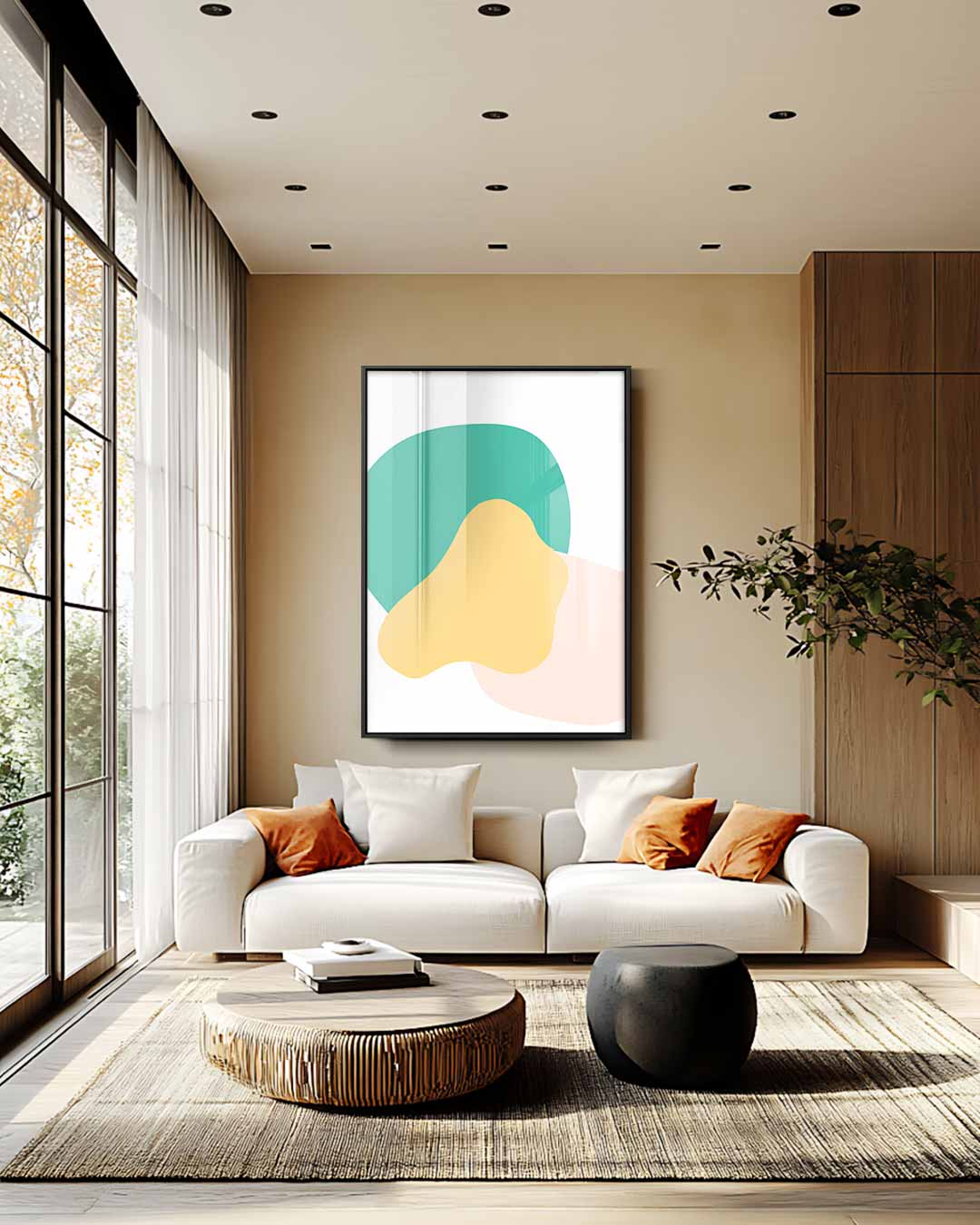Speelse Kleuren Vormen – staande wandkunst voor woonkamer of interieur