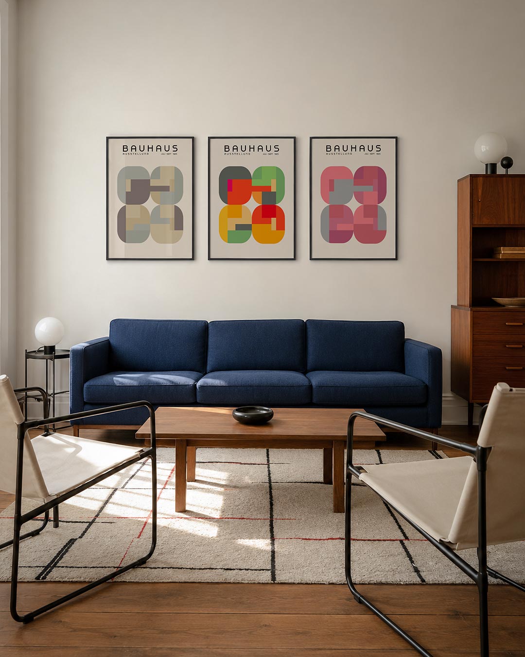 Vorm en kleur driedelige posterset – deze posterset in drie delen toont een harmonie van afgeronde vormen en zachte kleuren.