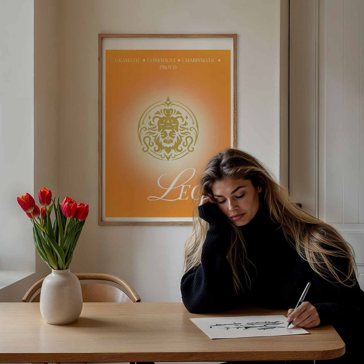 Leeuw - Sterrenbeeld – mindful poster als rustige wanddecoratie