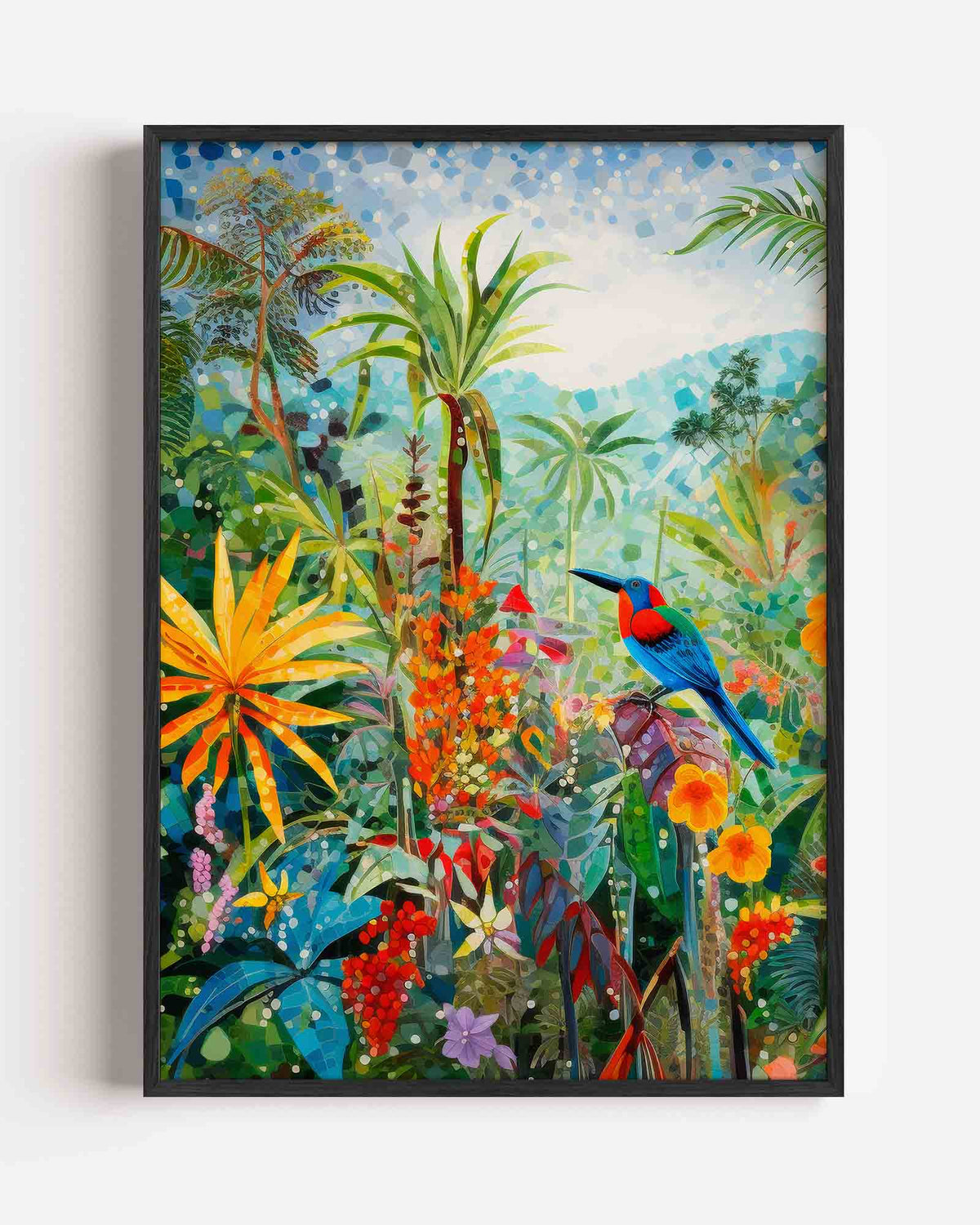 Vogel in tropisch landschap – Kunst & Design poster als staande wanddecoratie