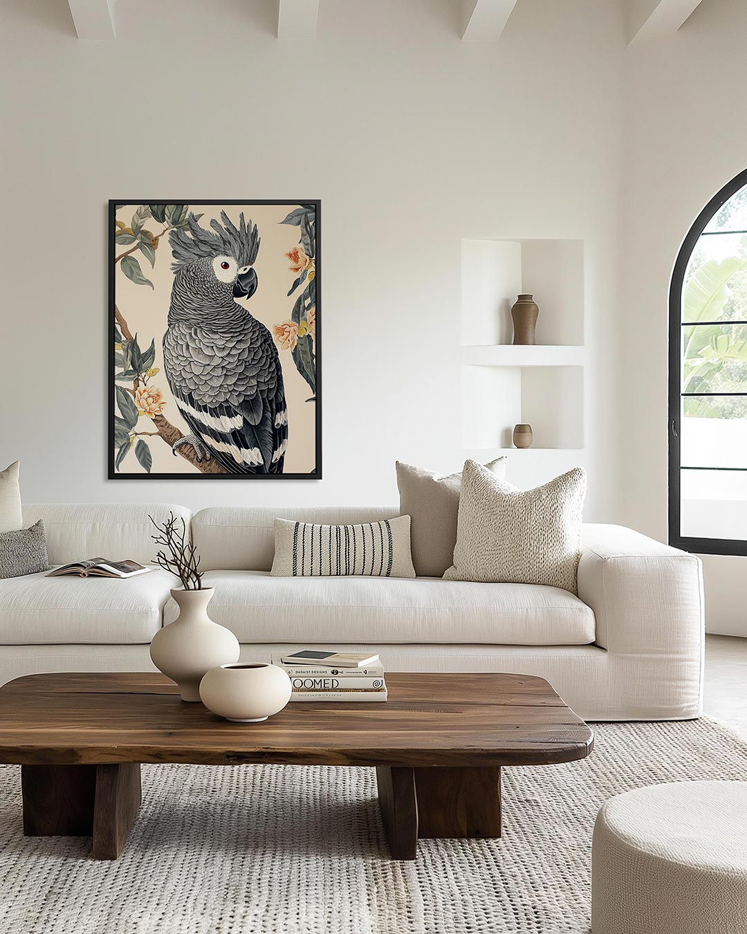 Papegaai en bloemen – staand wanddecoratie kunstwerk