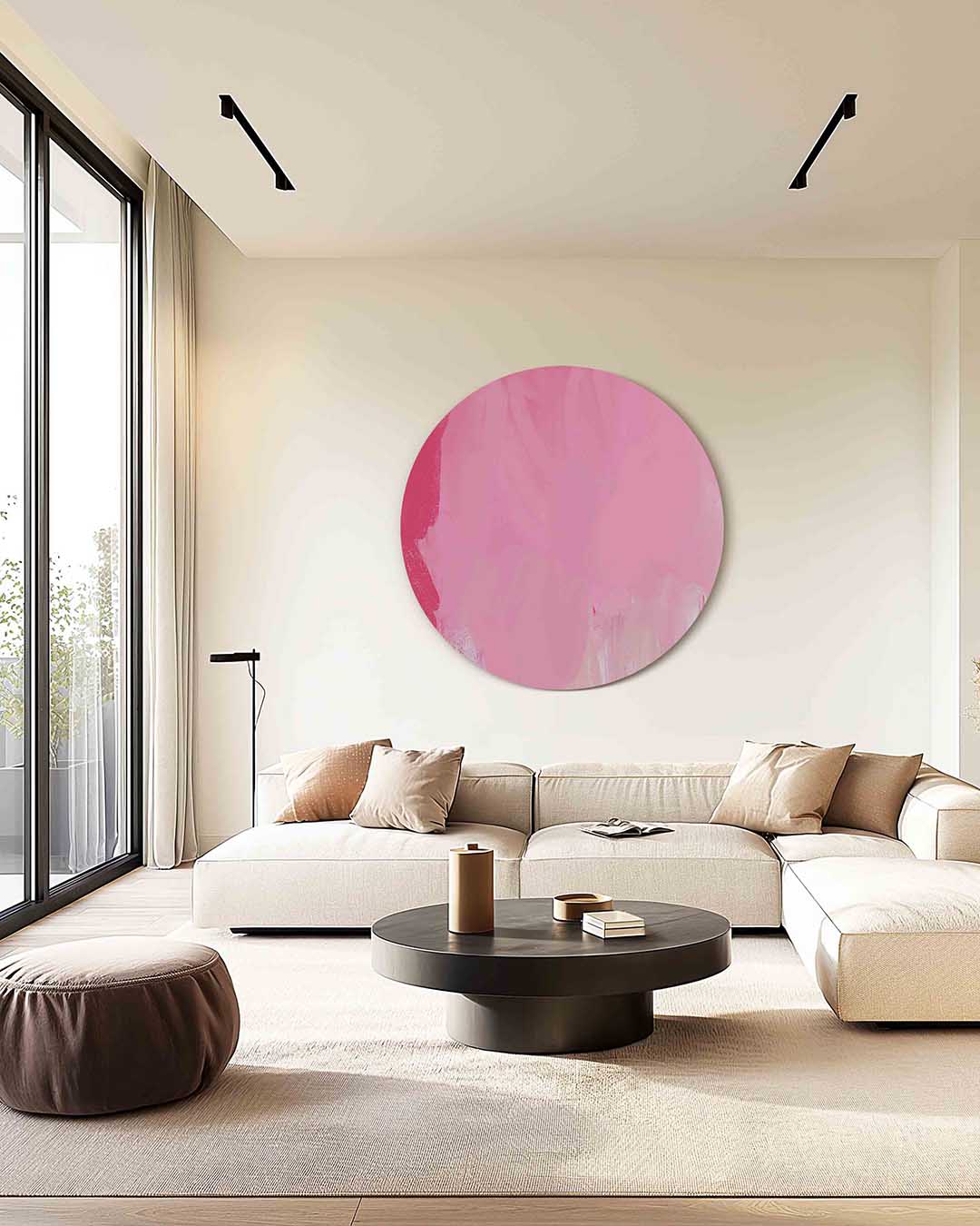 Roze tinten – kleurrijke muurcirkel als ronde wanddecoratie