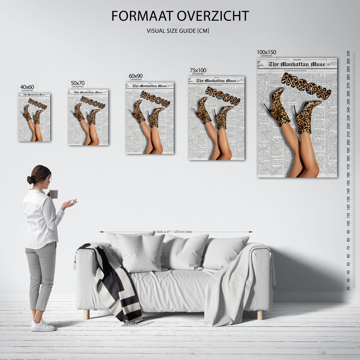 Luipaardprint schoenen – staand wanddecoratie kunstwerk