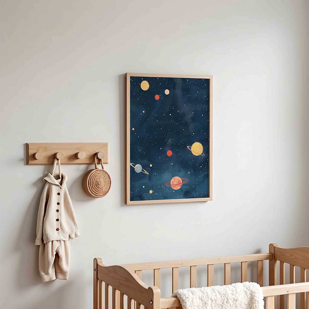 Planeten en sterren – kinderposter in staand formaat