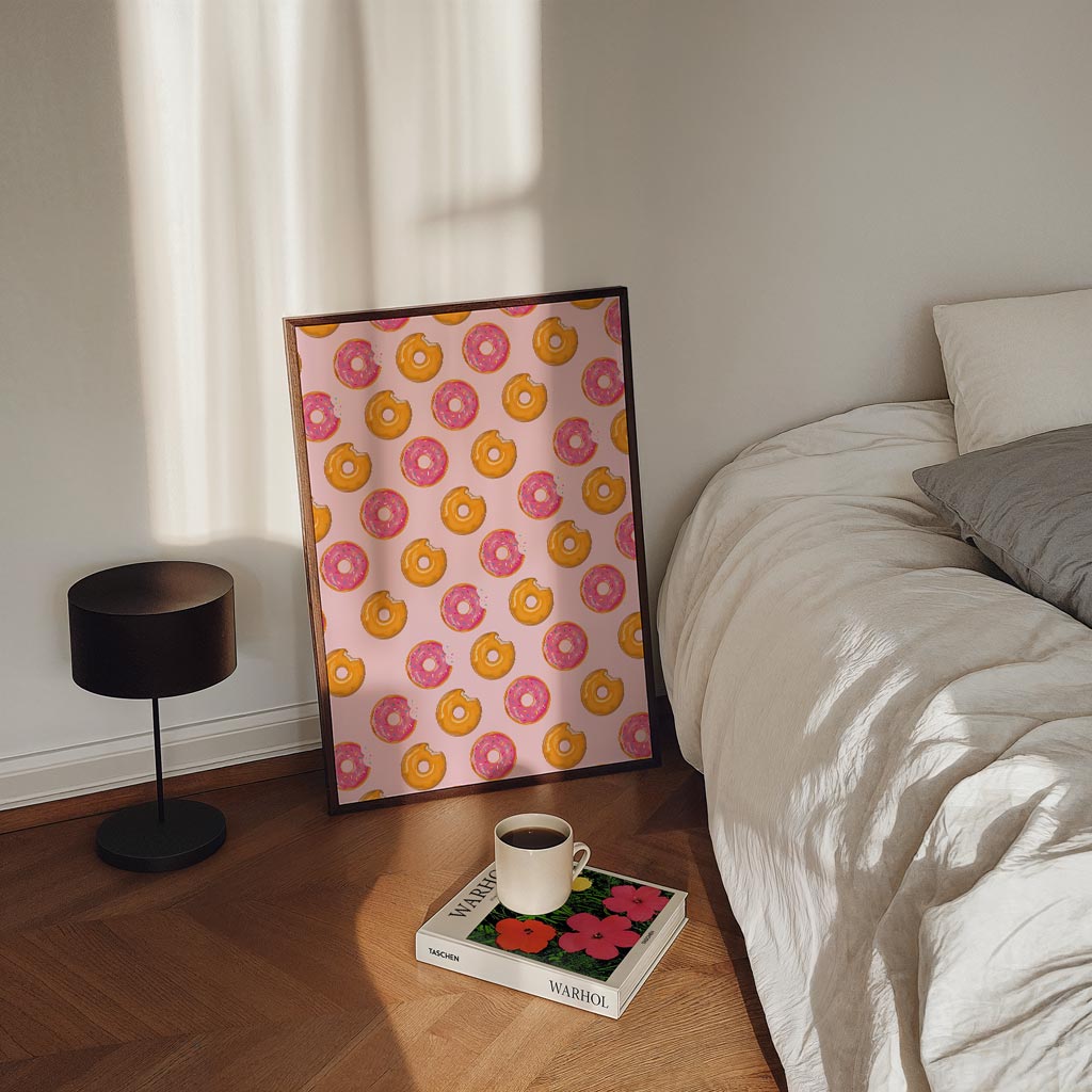 Smakelijke Donut Herhalingsposter – staande zomer wanddecoratie van WallArtistic