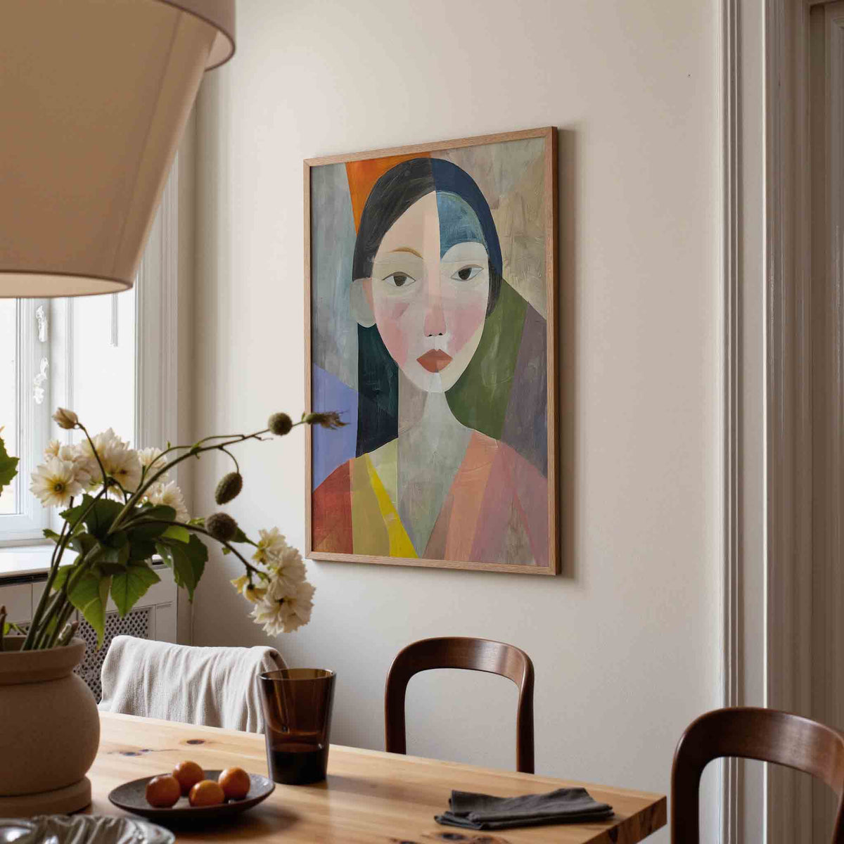 Abstracte gezichten – eigentijdse illustratie poster in staand formaat
