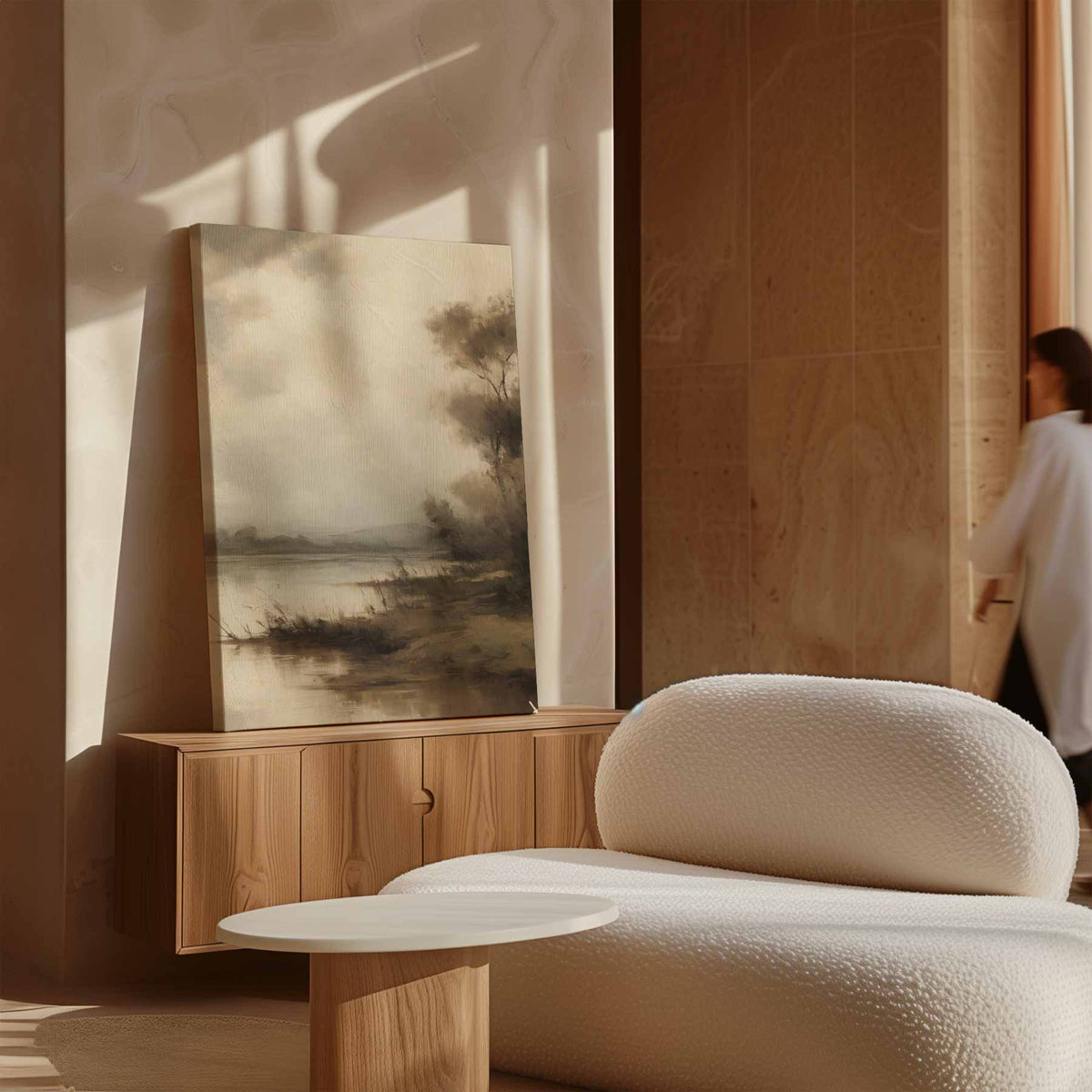 Rustieke Rivieroever – staande wandkunst voor woonkamer of interieur