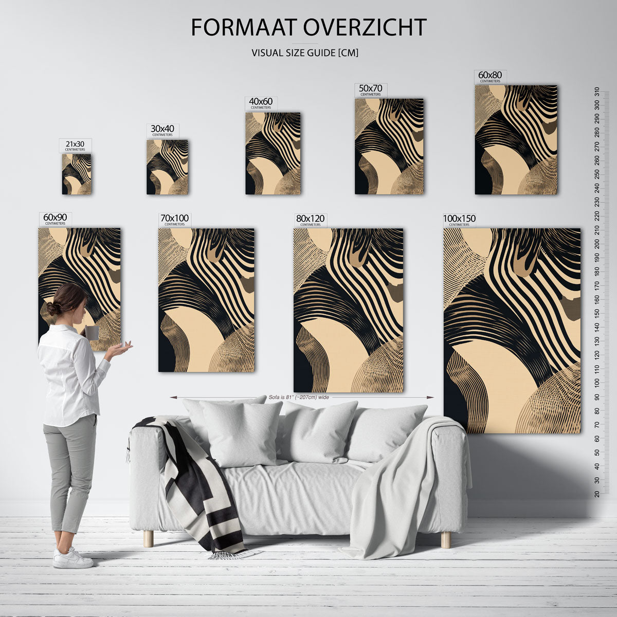 Abstracte lijnen – staande muurposter met abstracte vormen