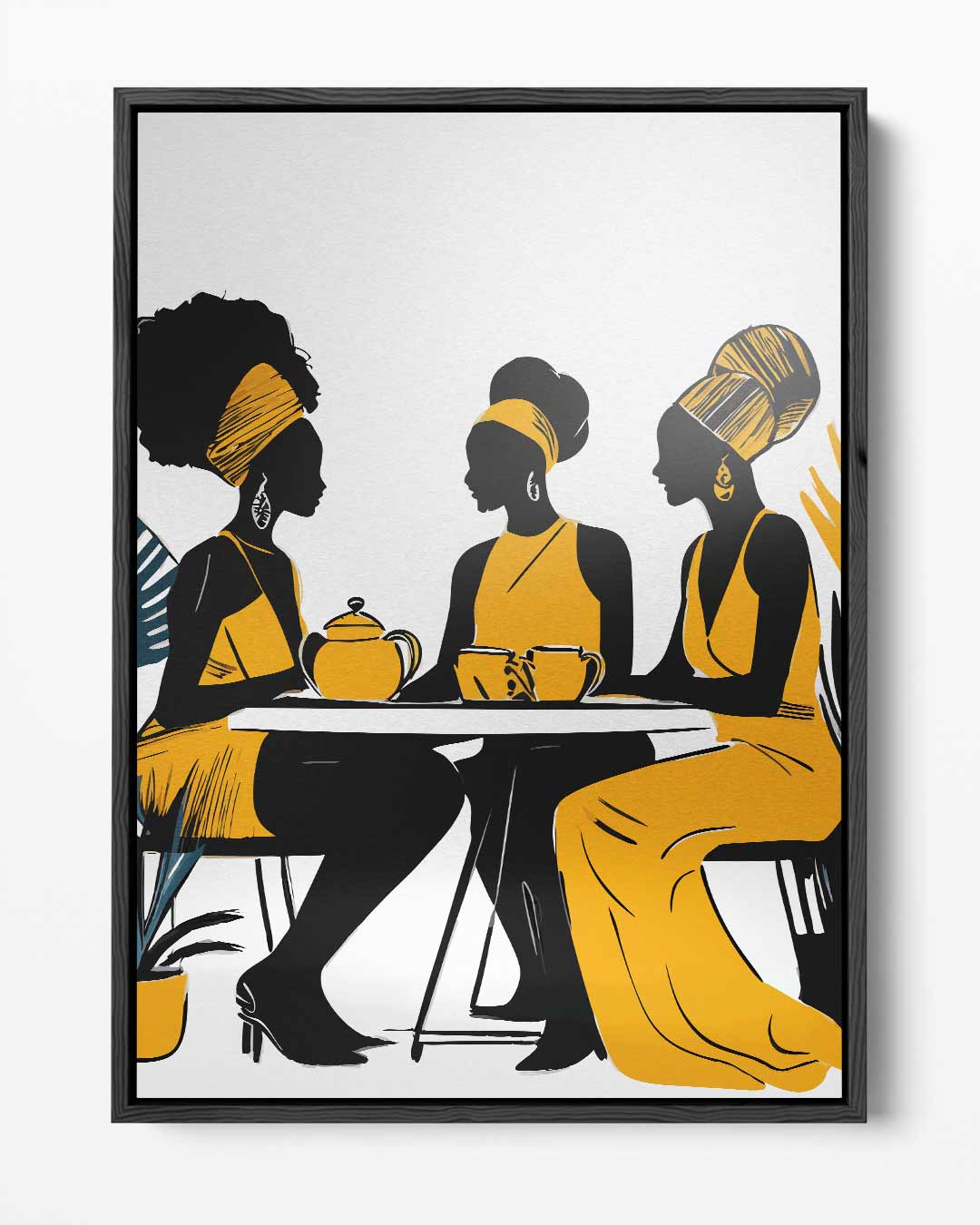 Gezellig Koffieklets Tafereel – portret kunstwerk als wanddecoratie