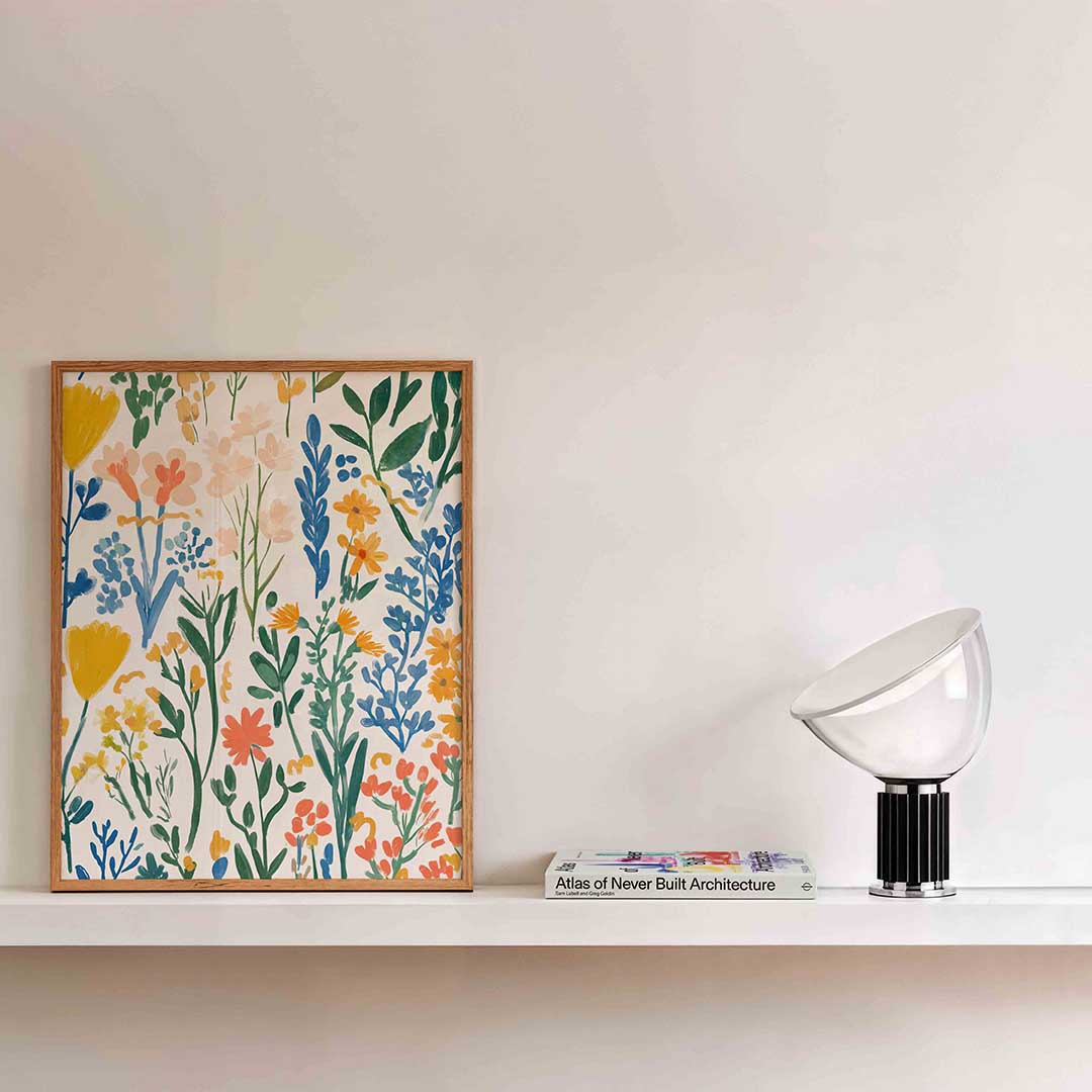 Bloemen en bladeren – bloemen wandkunst als portret poster