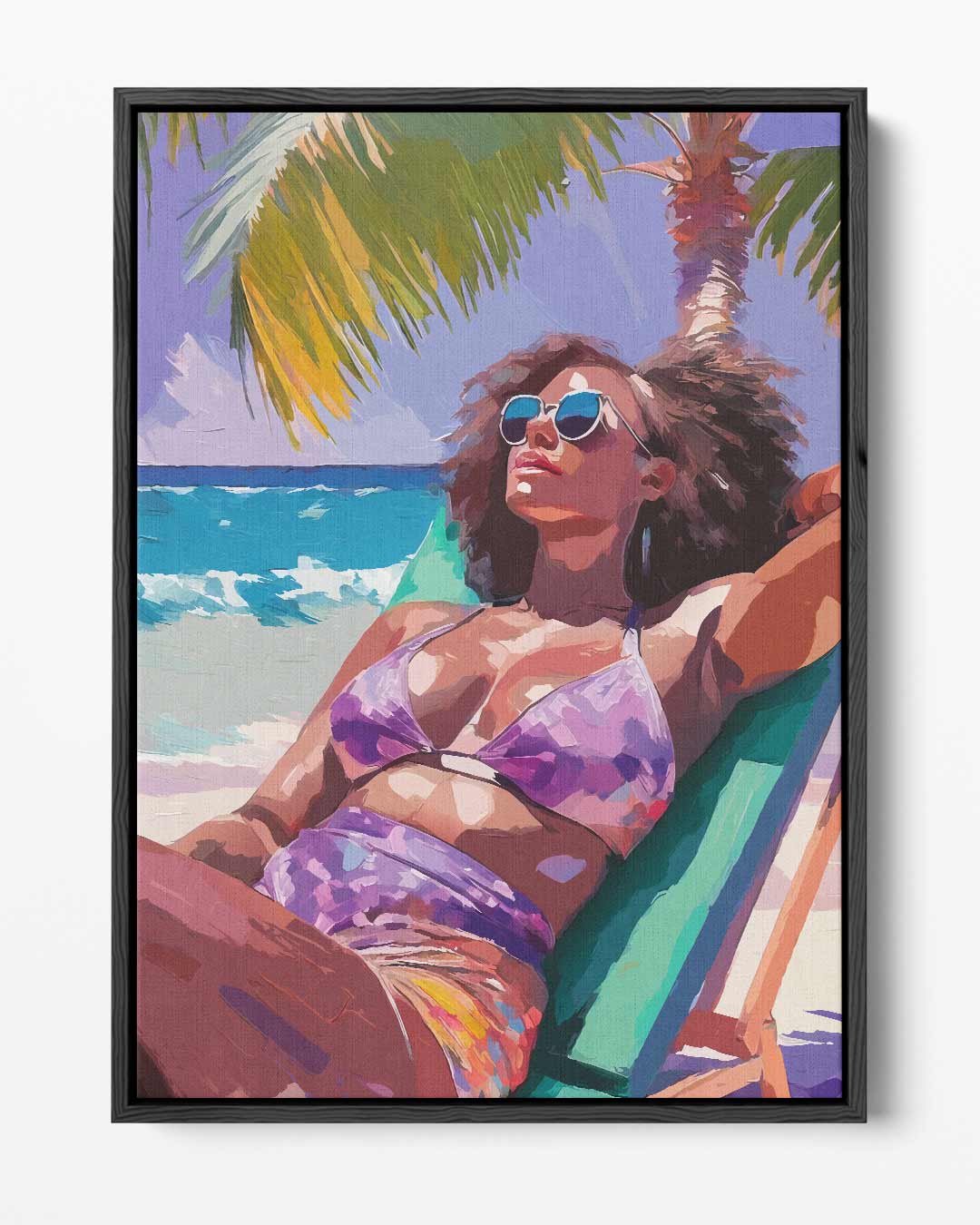 Zomerse Strandvibes – portret kunstwerk als wanddecoratie