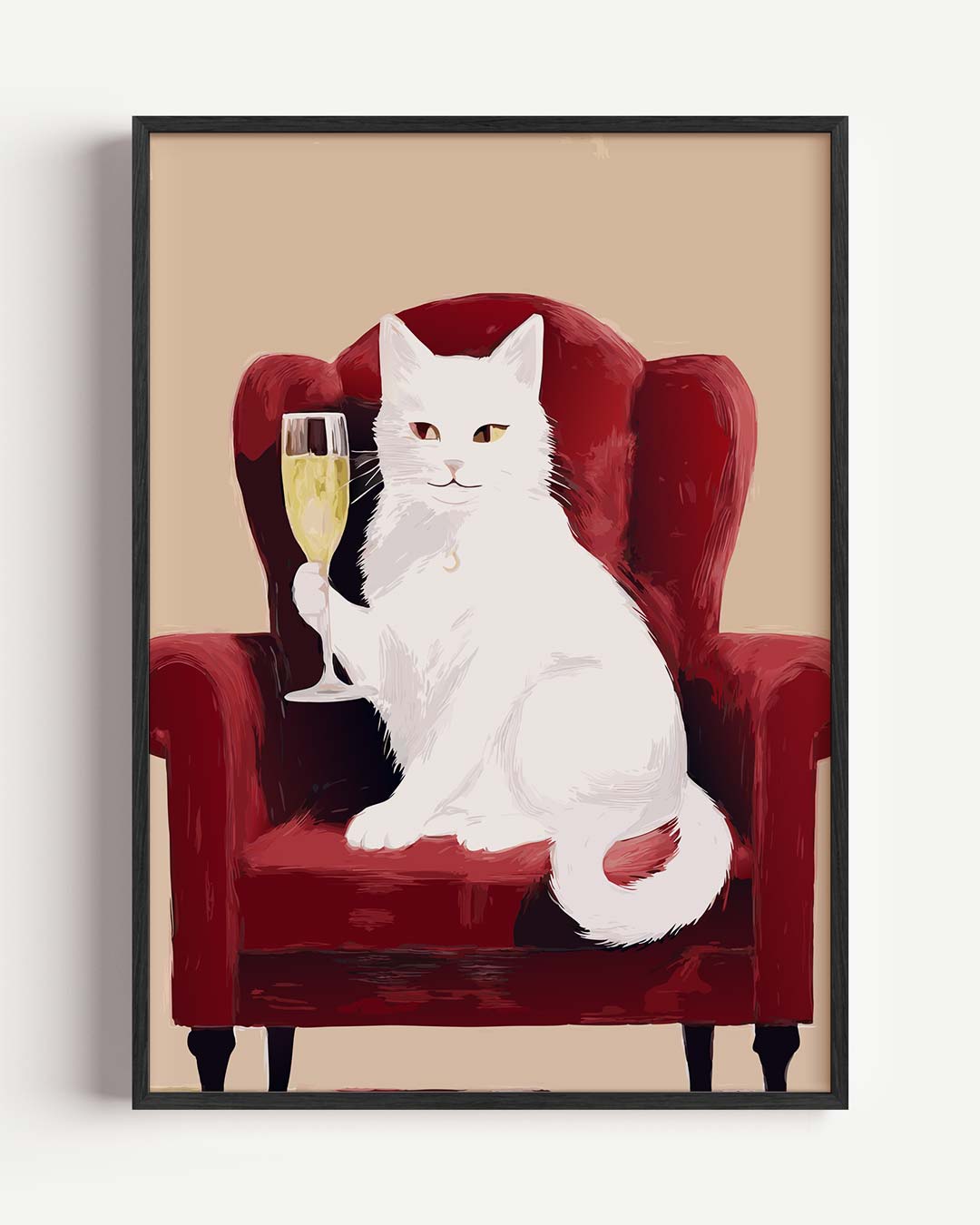 Stijlvolle Kat Met Champagnetoast – dieren portret poster als wanddecoratie
