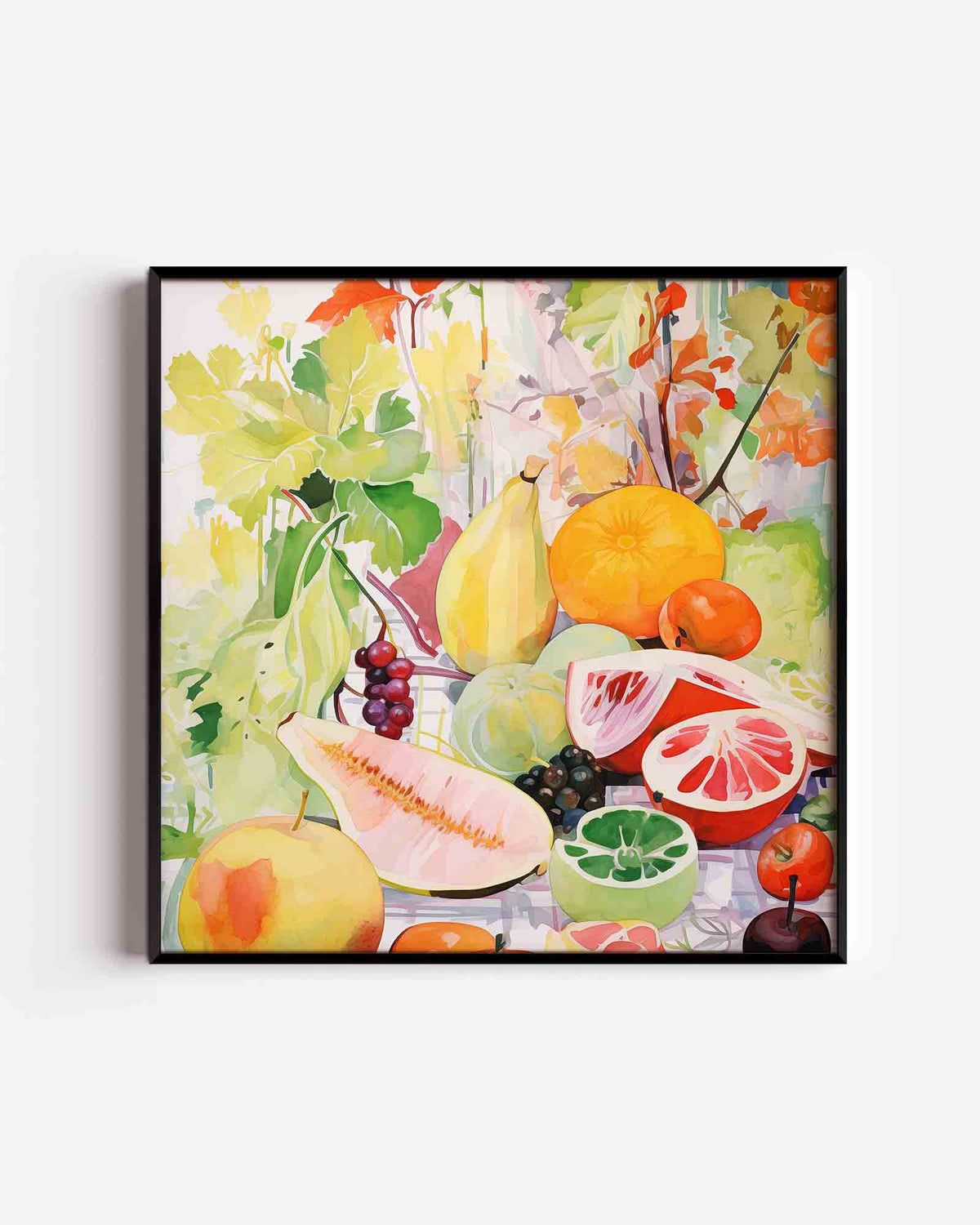 Fruit en bladeren – kleurrijke illustratie poster als wanddecoratie