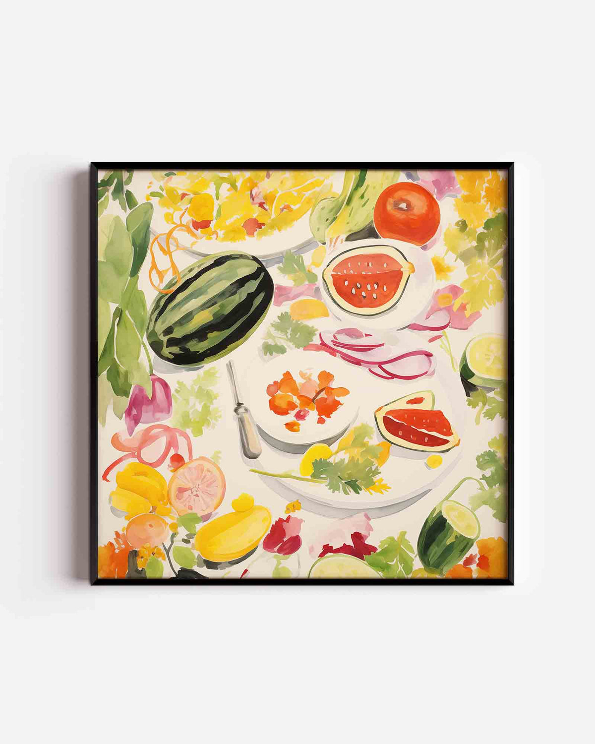 Fruit en groenten – kleurrijke illustratie poster als wanddecoratie