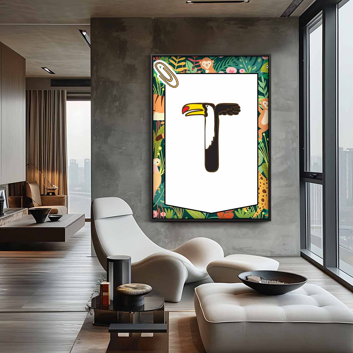T is voor Toekan – canvas wanddecoratie in portret formaat