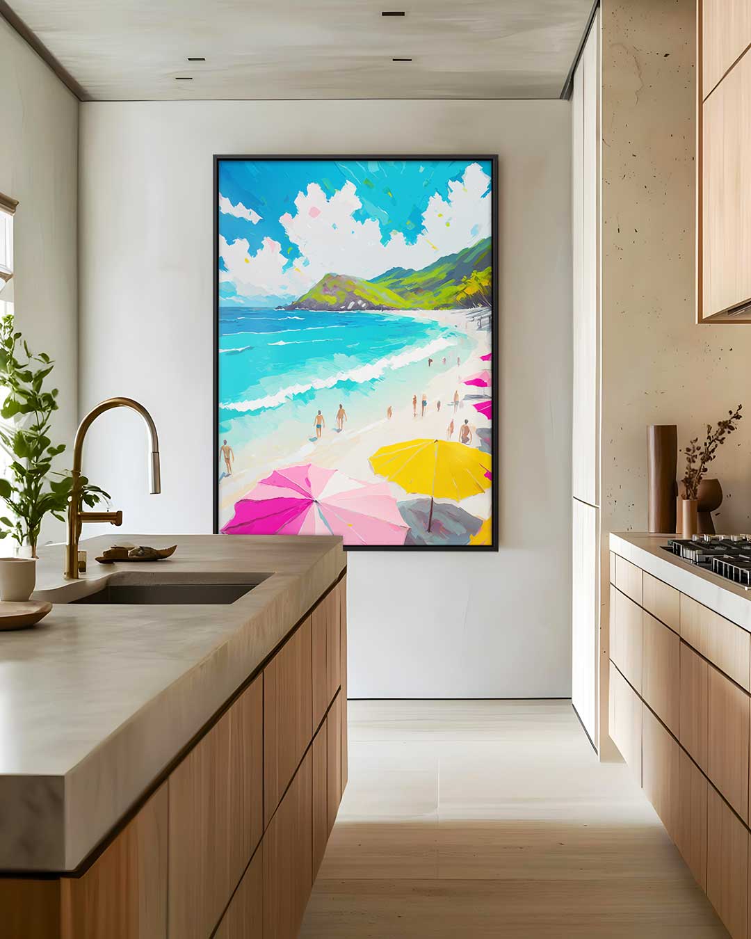 Zonnige Stranddag – canvas wanddecoratie in portret formaat