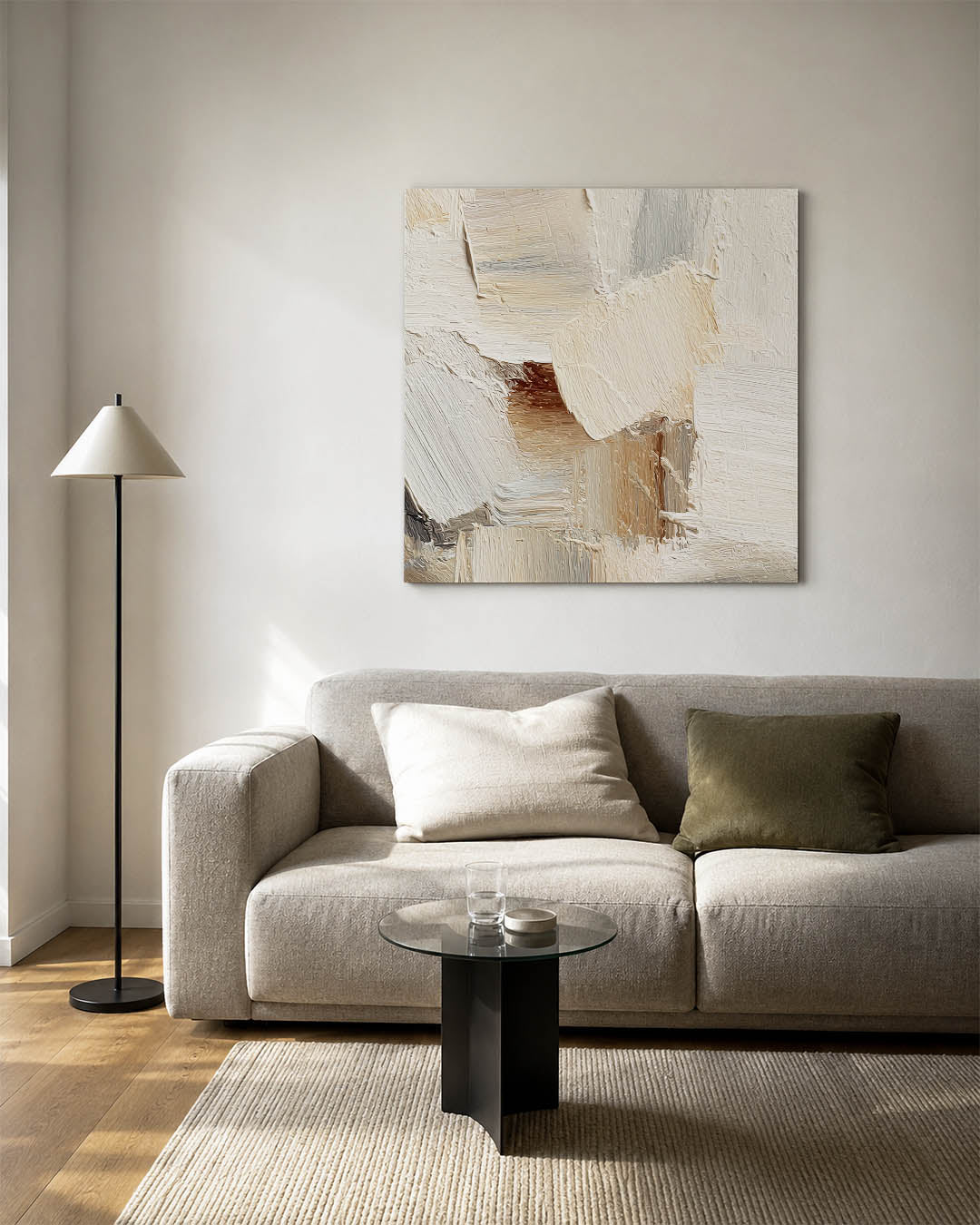 Gelaagde texturen kunstwerk – vierkante wanddecoratie – dit werk toont een compositie van overlappende rechthoekige vormen in