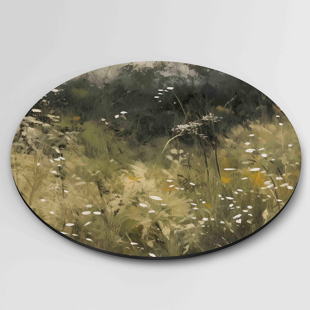 Wilde bloemen – ronde wanddecoratie met abstract ontwerp
