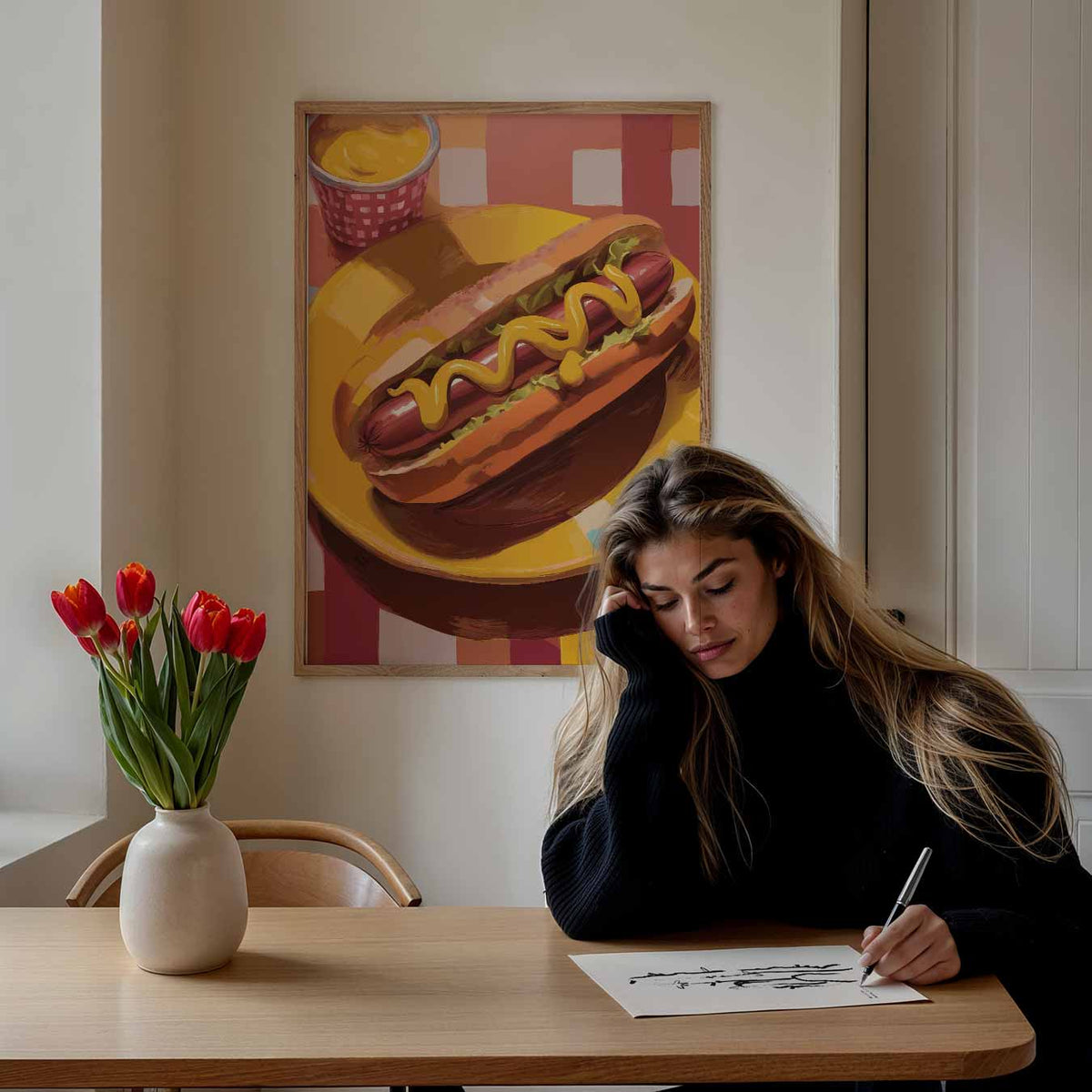 Vrolijke Hotdog – keuken portret poster, afbeelding 7