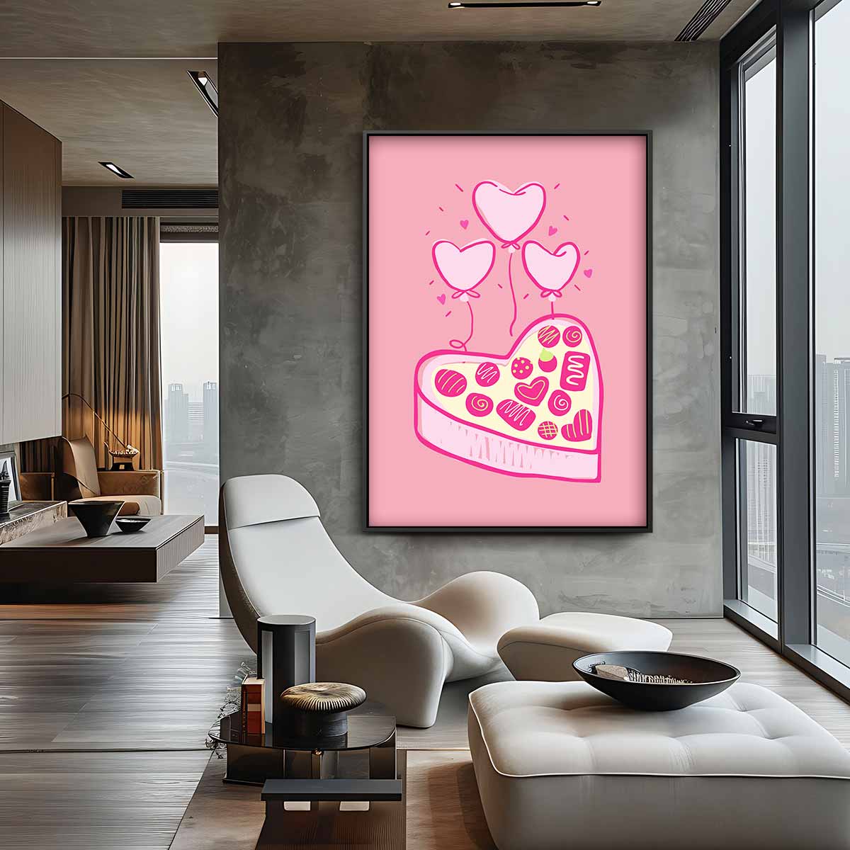 Liefdevolle Hartjes en Snoepjes – staande wandkunst voor woonkamer of interieur