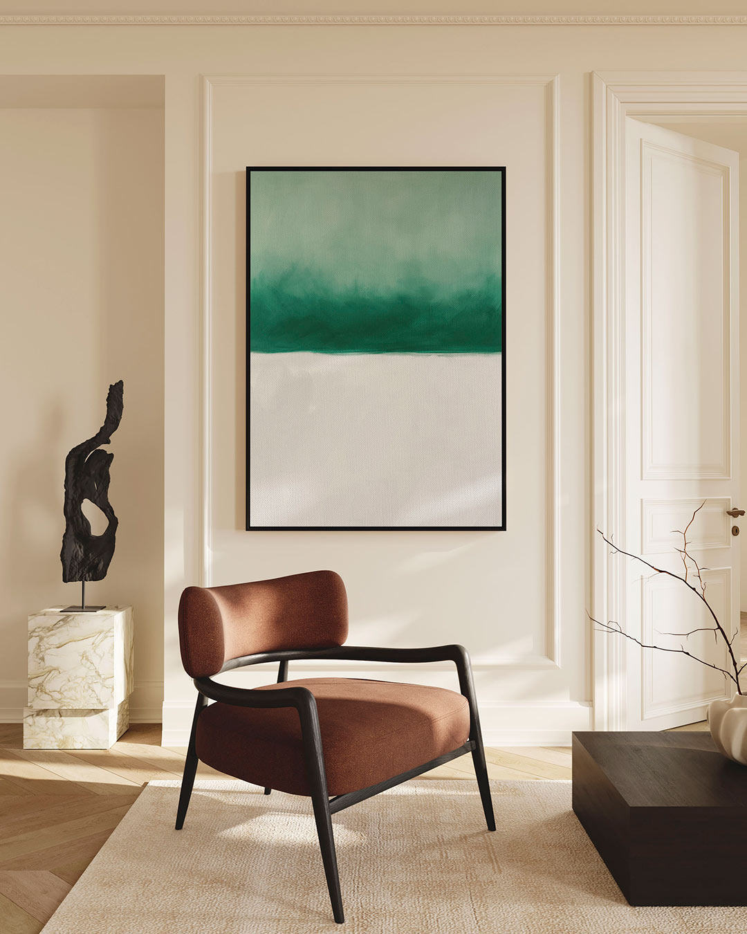 Groene overgang – staand wanddecoratie kunstwerk
