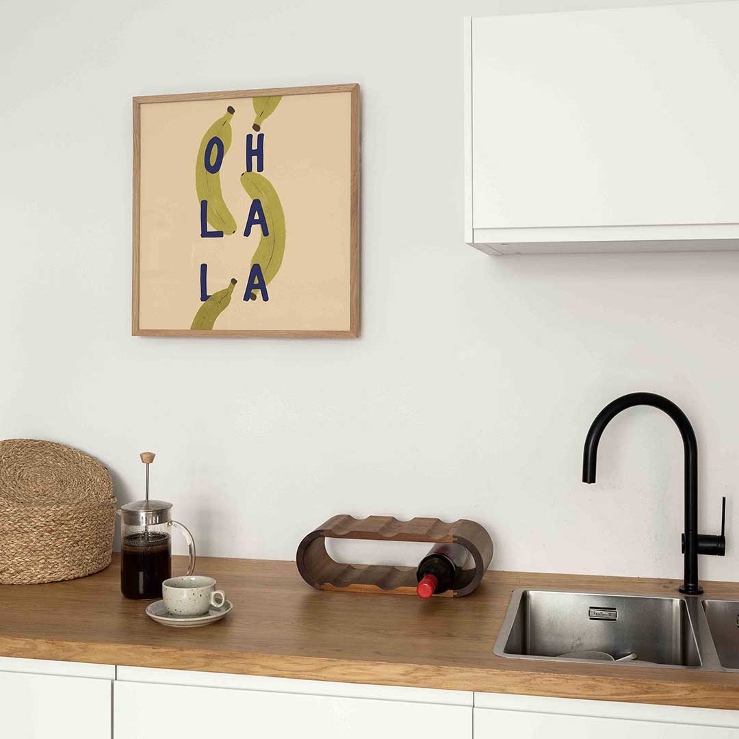 Bananen en letters – keukenposter in vierkant formaat
