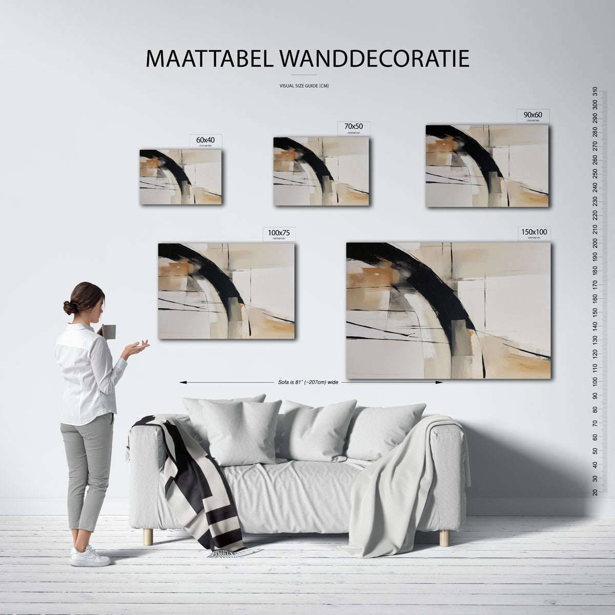 Dynamische lijnen compositie – Krachtige – moderne liggende wandkunst