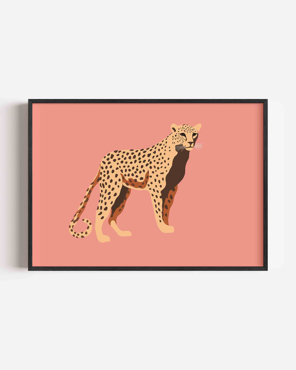 Luipaard op roze – dieren landscape poster als wanddecoratie