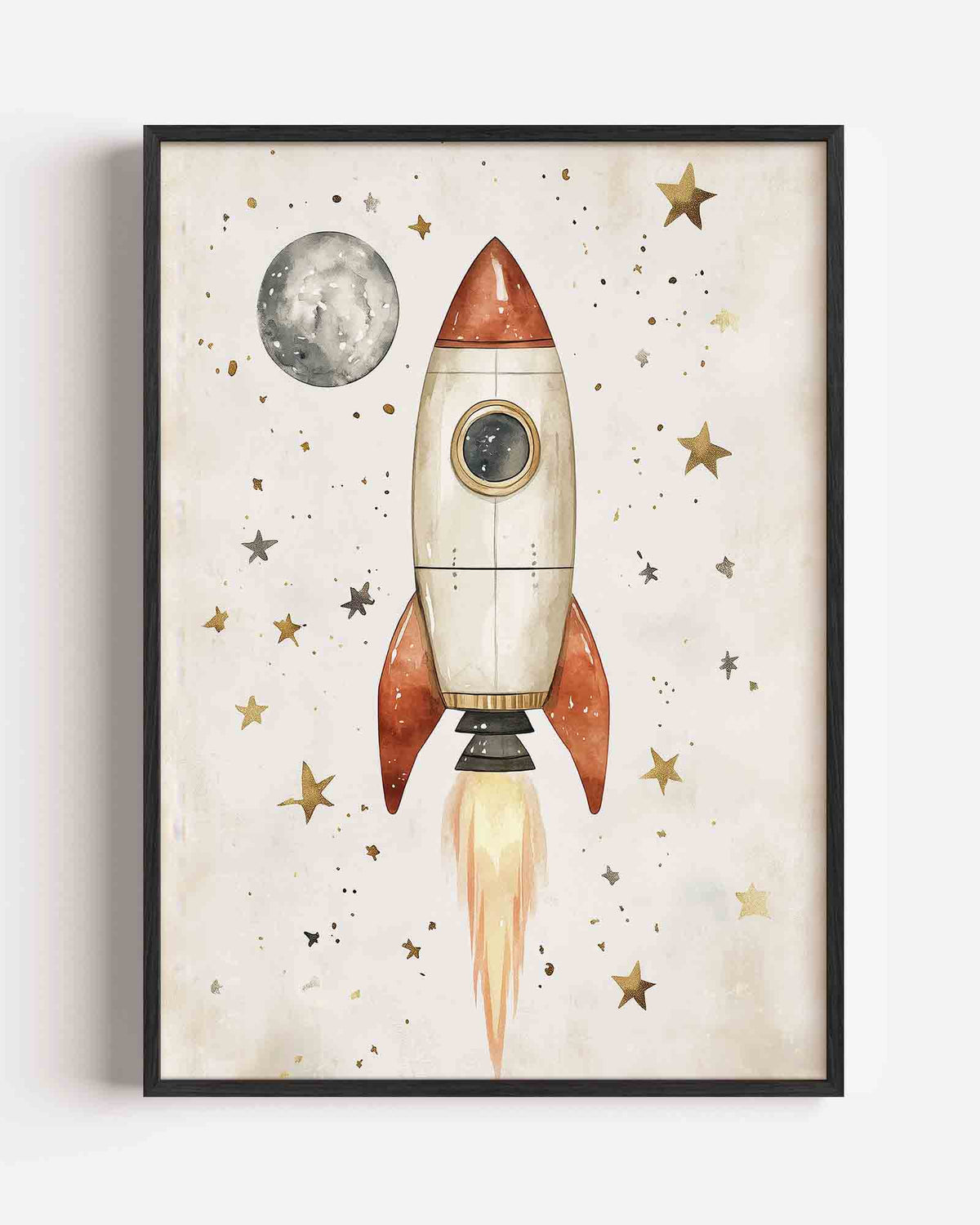 Raket en sterren – kids portret poster als wanddecoratie