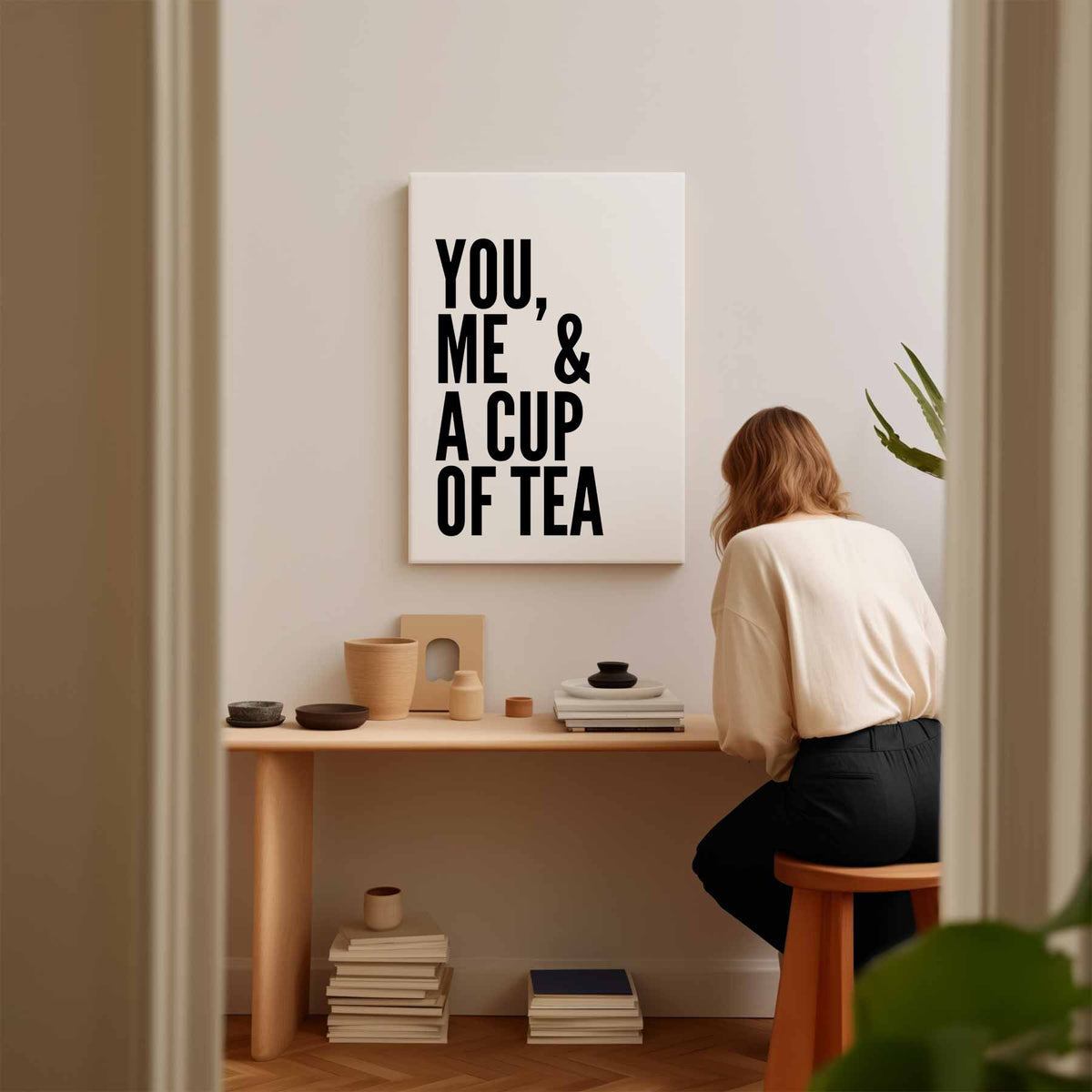 You, Me & A Cup of Tea Poster – plexiglas wanddecoratie in portret formaat